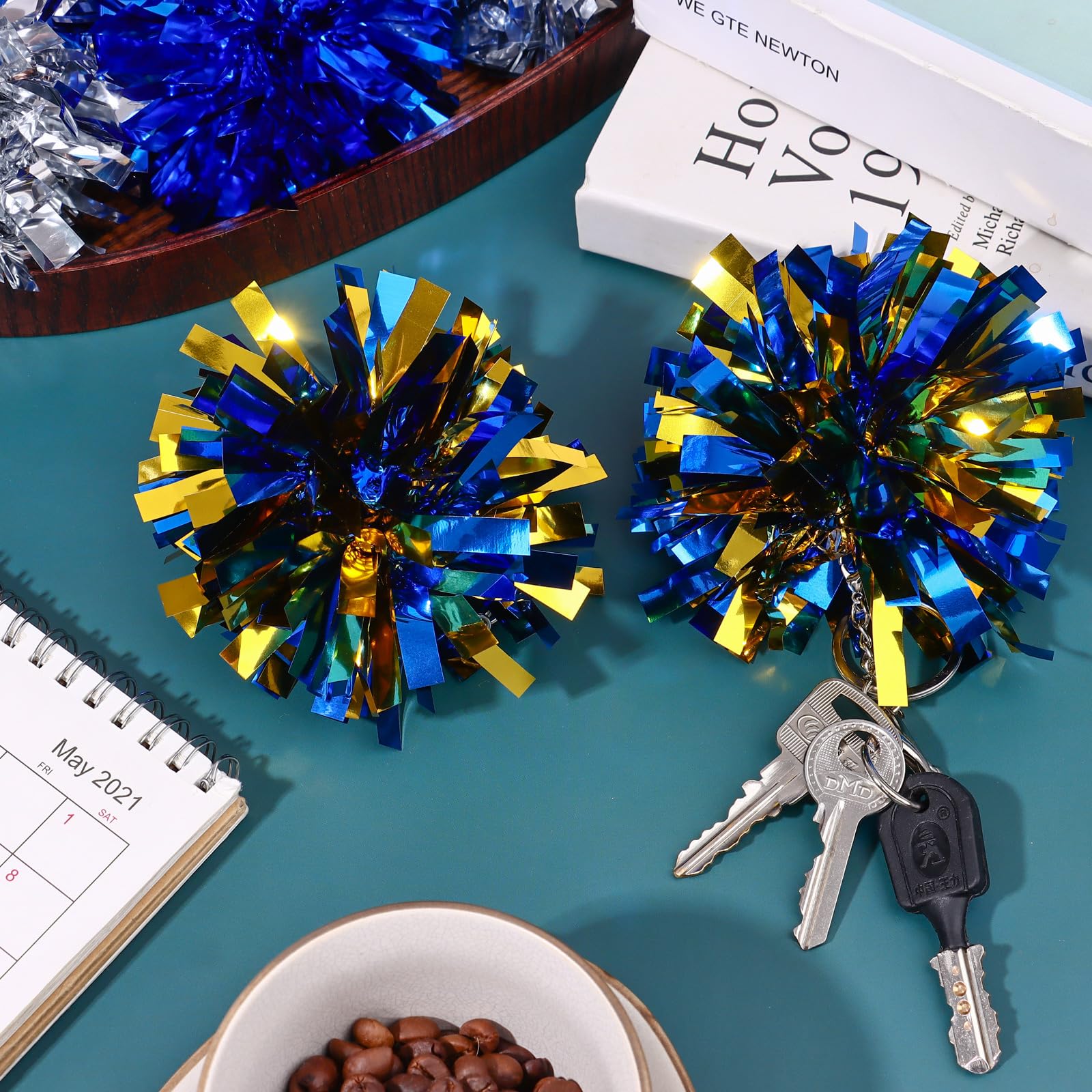 Cheer Pom Pom Schlüsselanhänger, Cheerleader-Geschenk, Kunststoff, Geschenk, 24 Stück