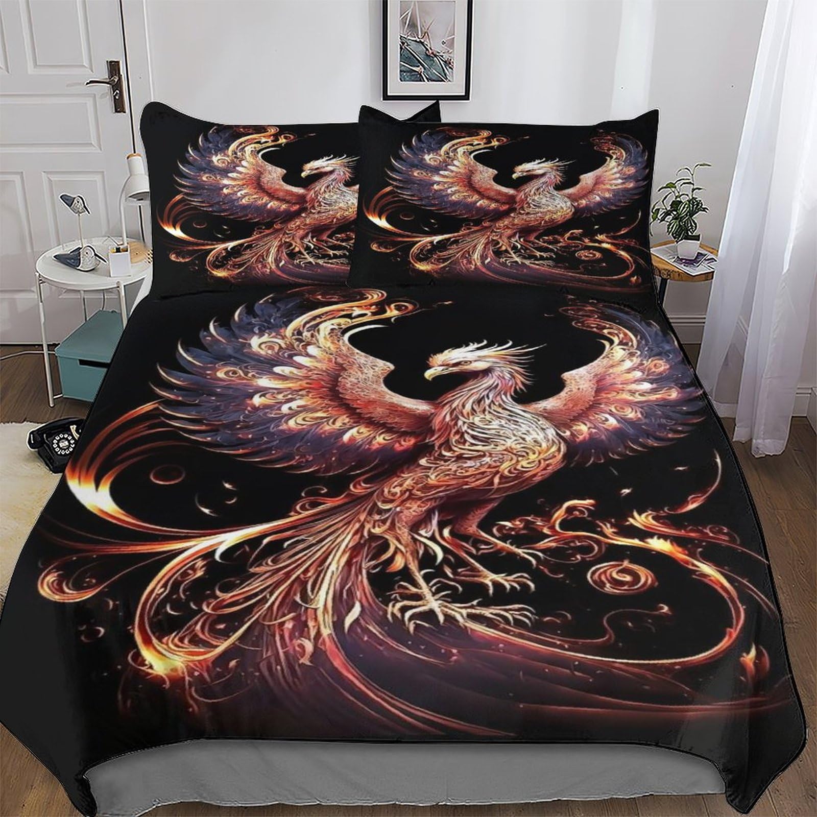 Housse de couette Phénix 220x240cm en microfibre douce avec sa parure de lit King