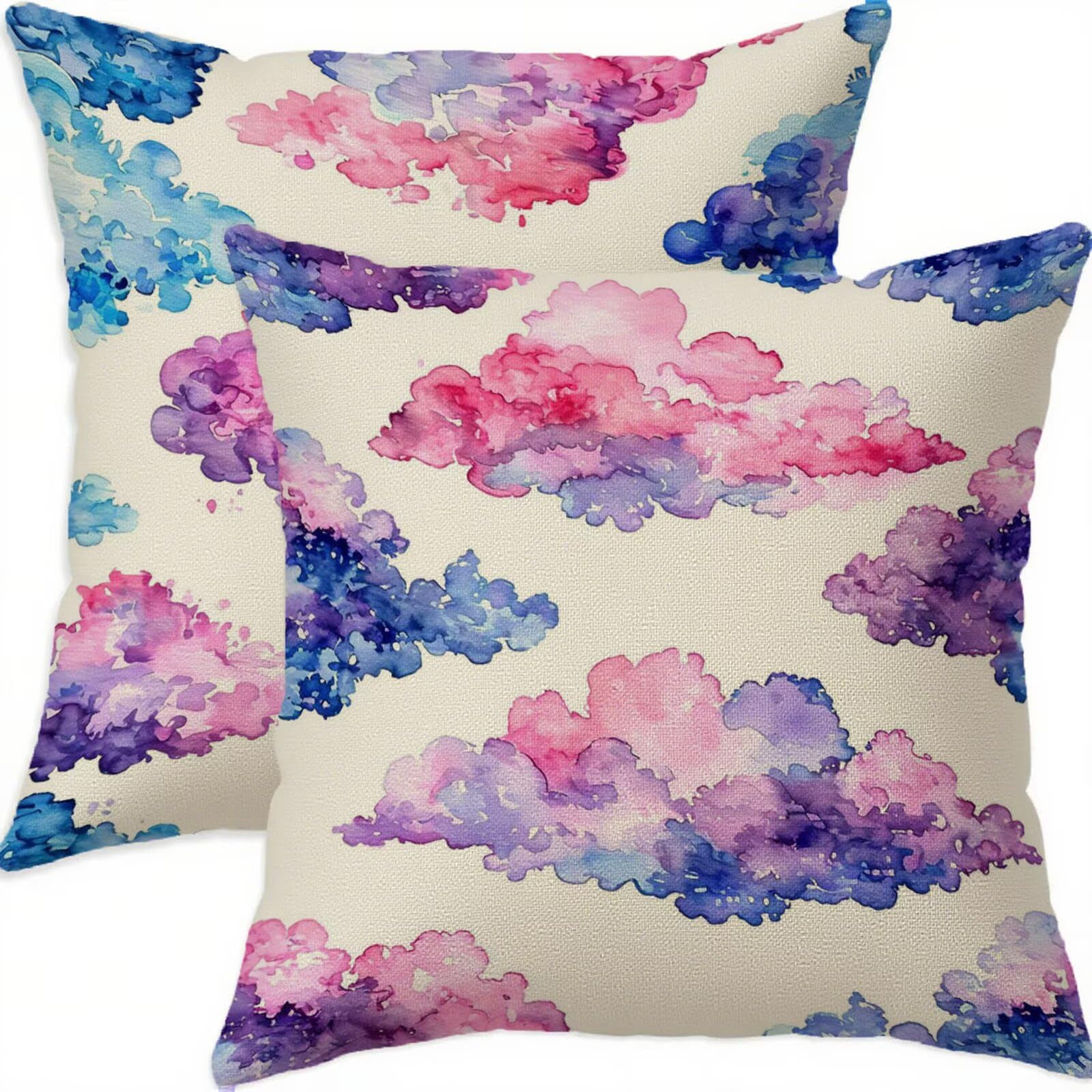 Taie oreiller violet double face en lin imperméable vintage 75x75