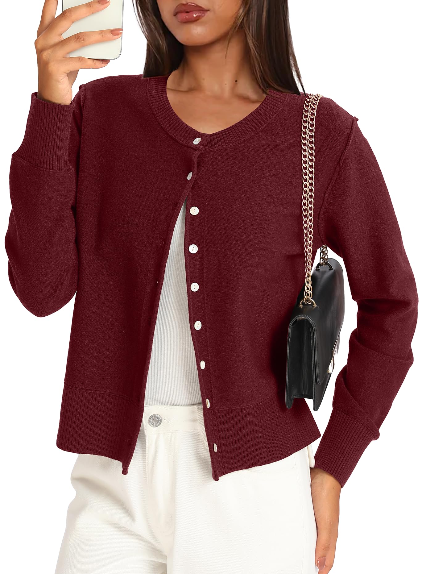 Darong Womens Lightweight Cardigan Sweater Long Sleeve Button Down Crew Neck Spring Outfits Fashion 2026 Clothing