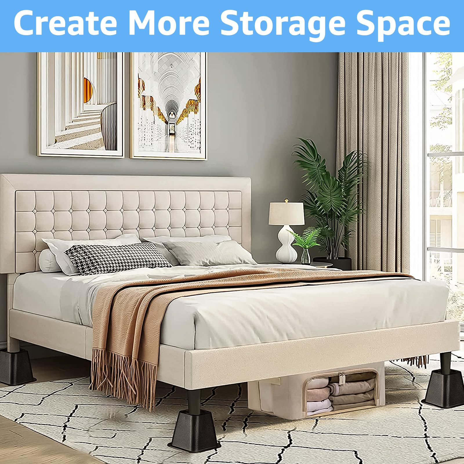 WOPPLXY 6 Pcs Bed Furniture Risers, 3 Inch Heavy Duty Bed Lifts Risers - Supports Up to 3000 lbs, Bed Risers Furniture Risers for Bed, Couch, Desk, Sofa, Chair, Table Legs Extenders