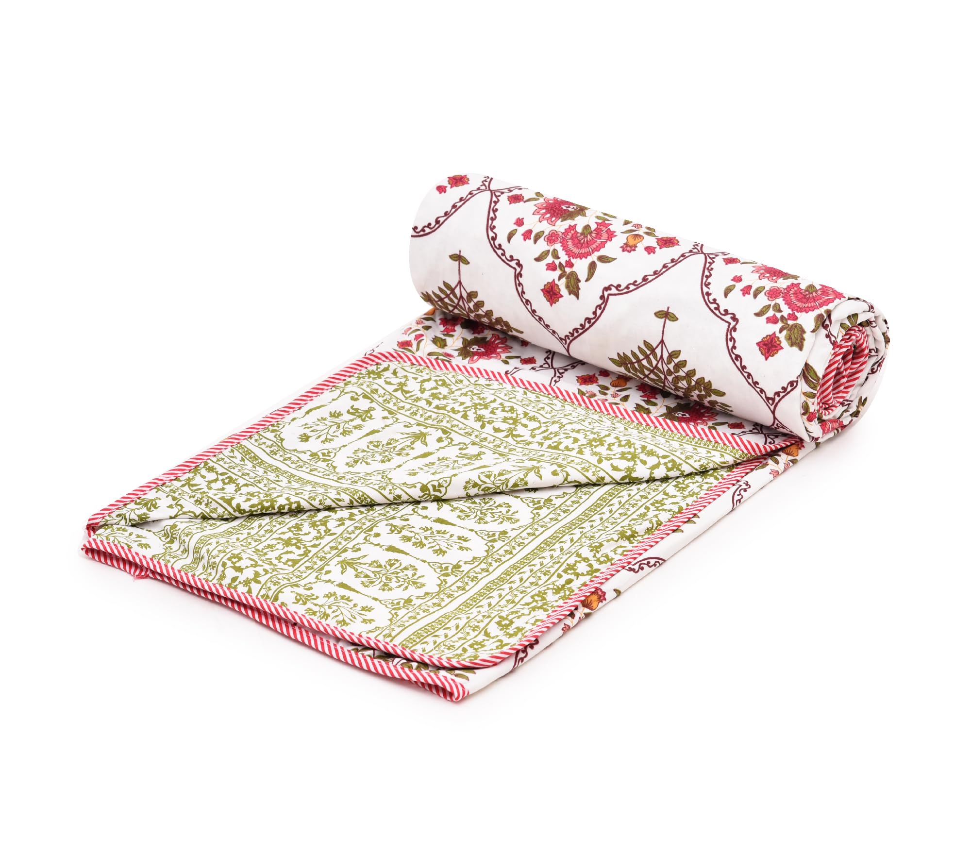 COZY FURNISH Super Soft Cotton 3 Layer Breathable Single Lightweight Bed Dohar with Lahariya Fabric Edging/Piping 57X87(Inches) 144X220(CM) Flannel Dohar Throws for Bed-picture-15