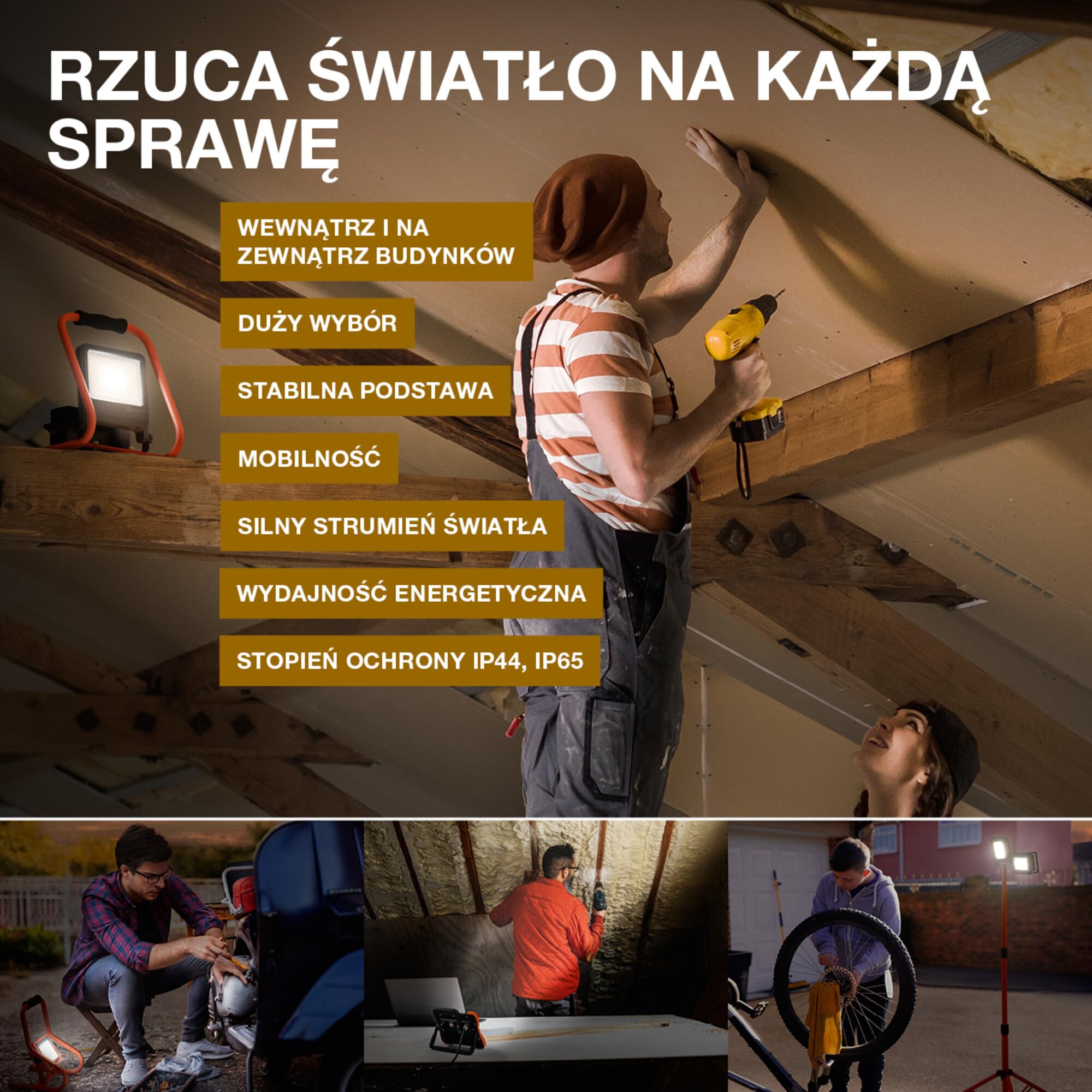 Ledvance Światło Robocze Led, Pomarańczowy/Szary, 2 x 50W