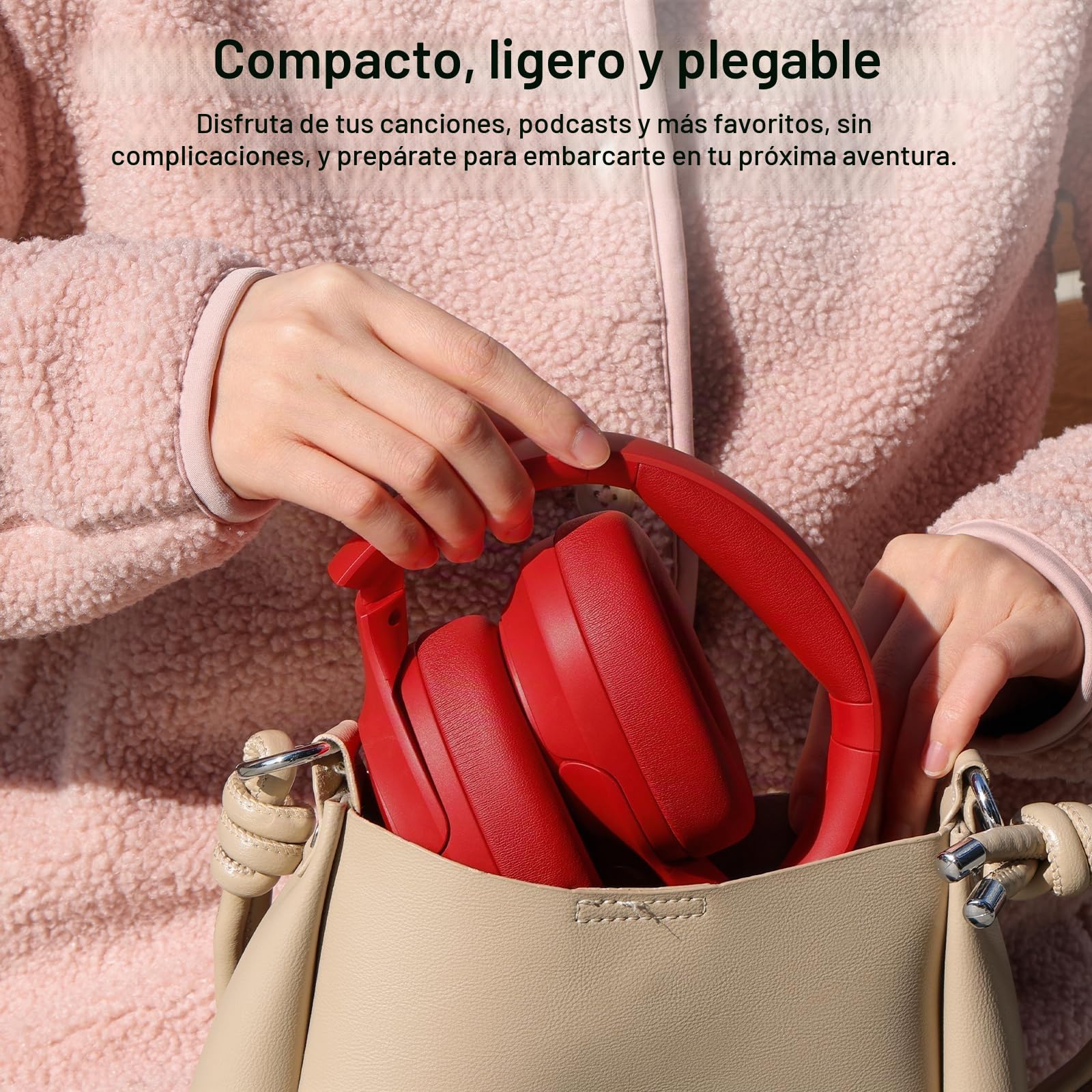 TOZO HT2 Cascos Inalámbricos Bluetooth ANC Híbrida y 60H Reproducción | ORIGX Sonido premium, 32 EQs con TOZO App, llamadas ENC nítidas, diadema ajustable, plegable portátil, conexión 3.5mm y USB-C
