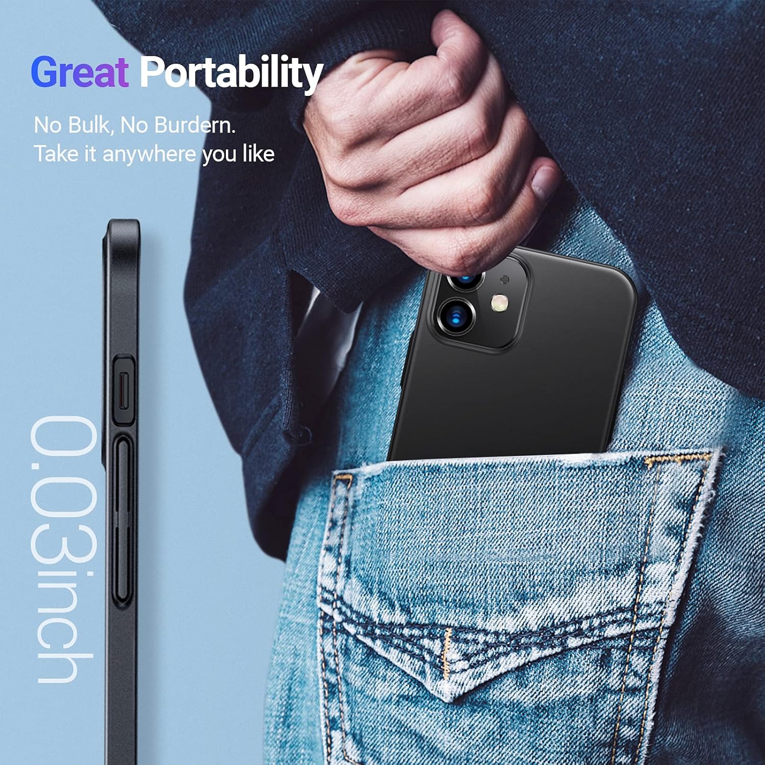 TORRAS Slim Fit for iPhone 12 Case/for iPhone 12 Pro Case, Slim Yet Protective, Lightweight Matte Anti-Scratch Hard PC Cover for iPhone 12 Slim 6.1 inch 2020, Black - Image 4