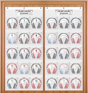 2 Pcs Headphone Storage Classroom with 30 Durable Polyest...