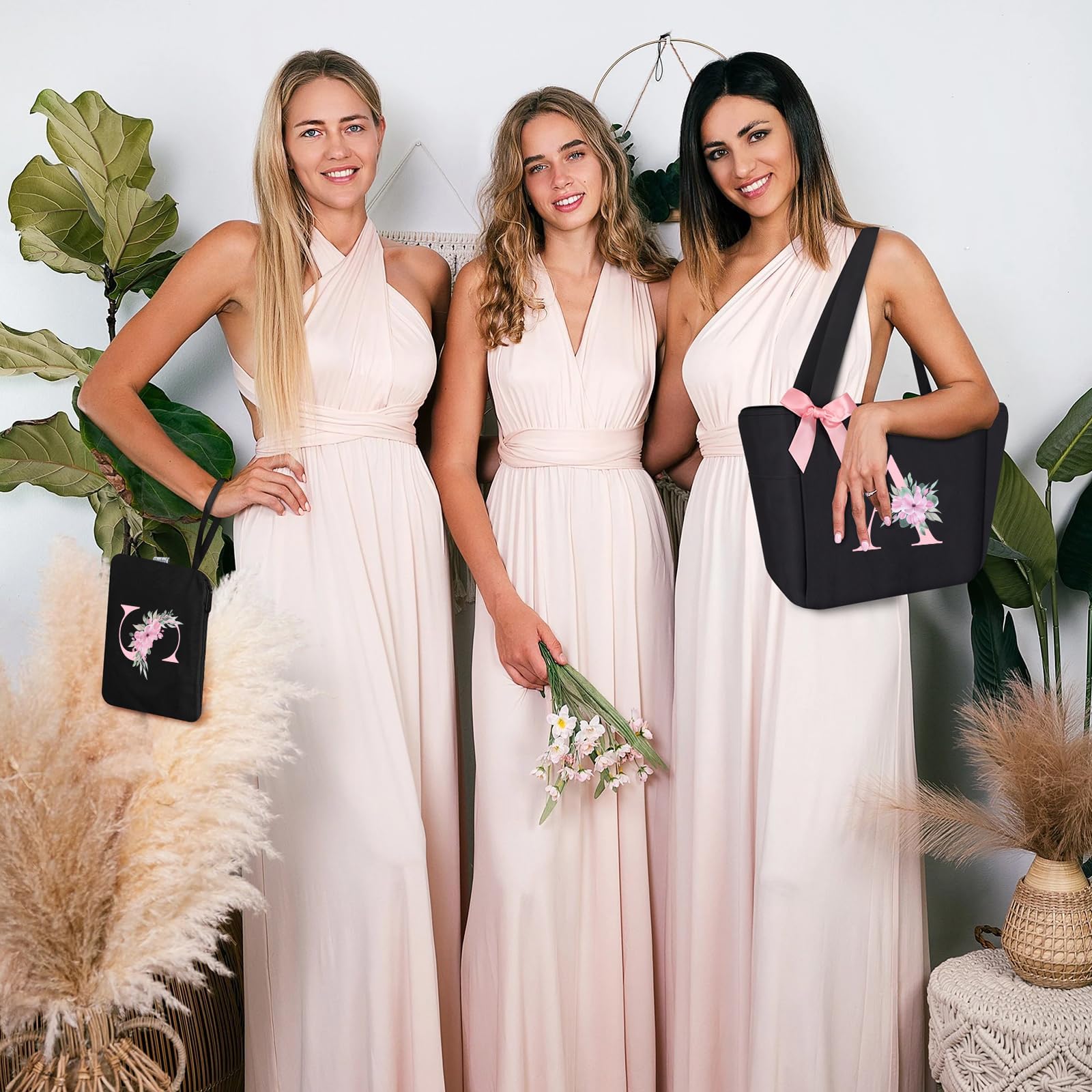 Vavabox Borsa tote personalizzata con iniziali dalla A alla Z, regalo impermeabile per donne, damigelle, mamma, insegnanti, amici