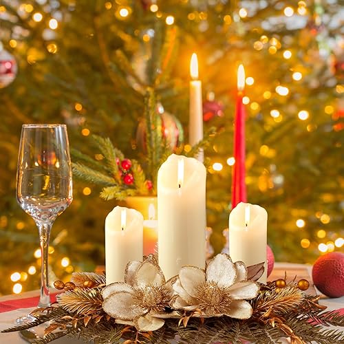 Miniatura 5 de Cindeer Centro de mesa de Navidad con mantel de Pascua artificial, candelabros románticos para fiesta, chimenea, vacaciones, Acción de Gracias,