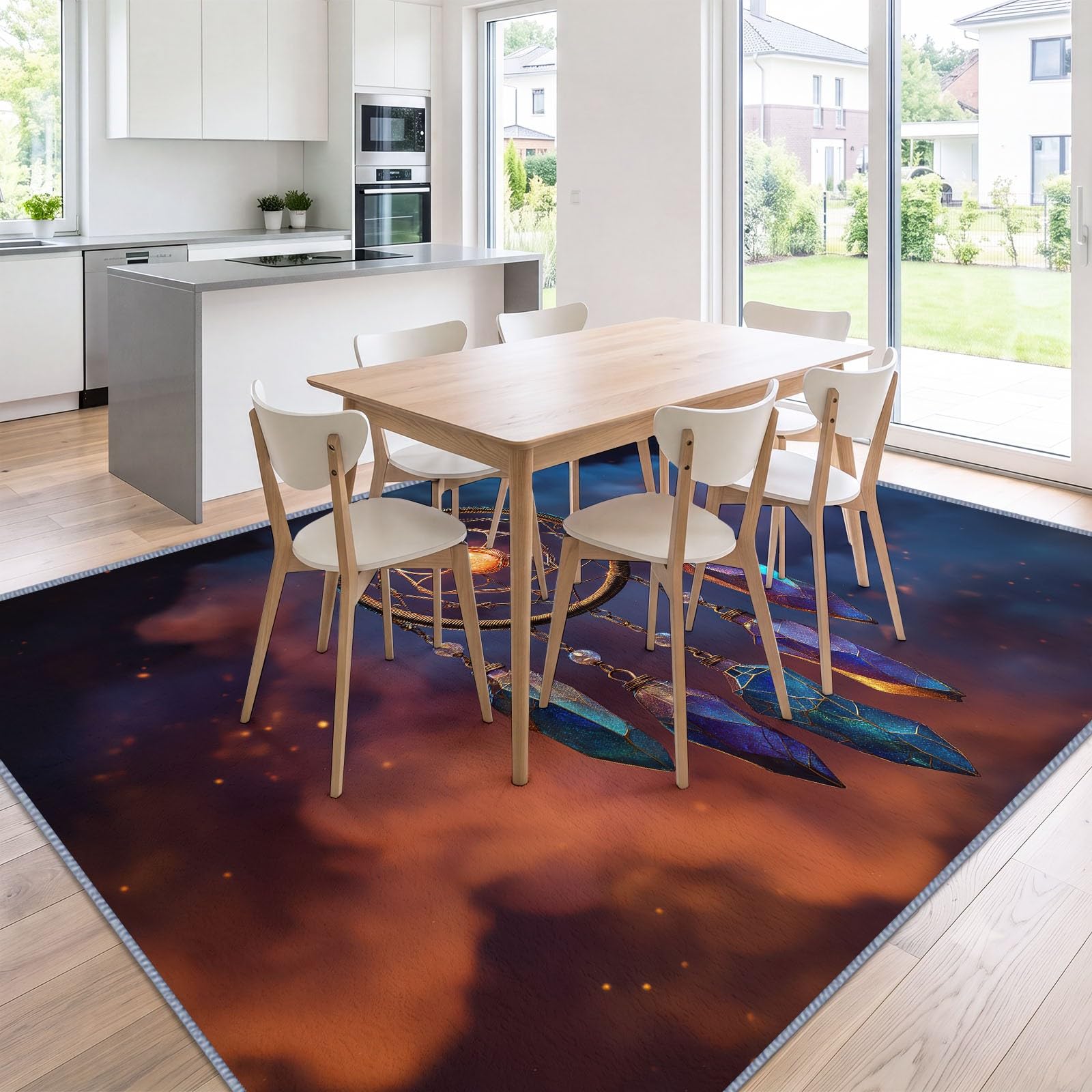 Waschbarer Teppich Wohnzimmer 120 X 170 cm, Kosmischer Sternenhimmel Kurzflor Schlafzimmer Leuchtender Traumfänger Teppiche, Weiche rutschfest Carpet für Badezimmer Esszimmer Flur Büro