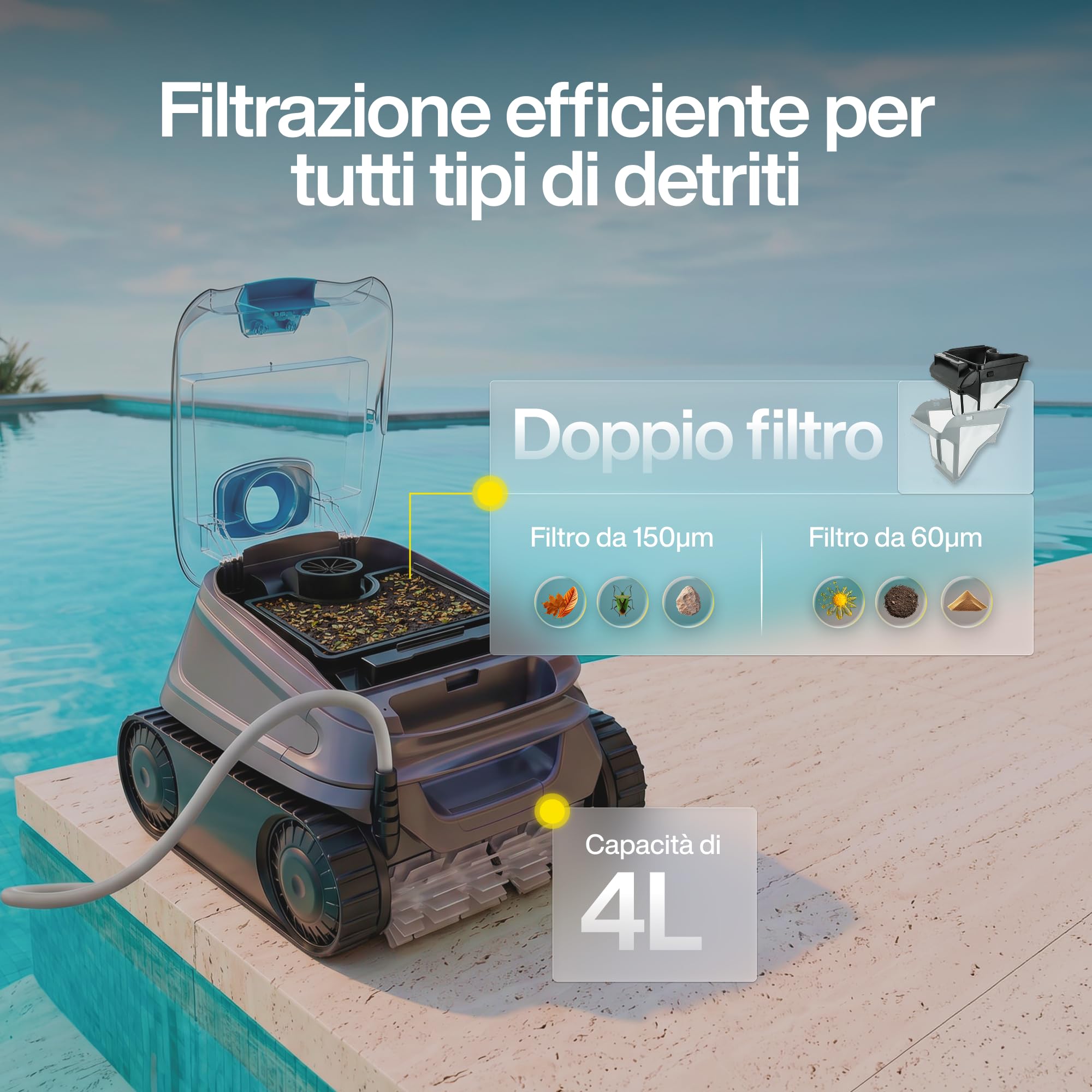 Zodiac CNX 40 iQ. Robot Pulitore di Fondo con Cavo. App. Piscine fino a 72 m²