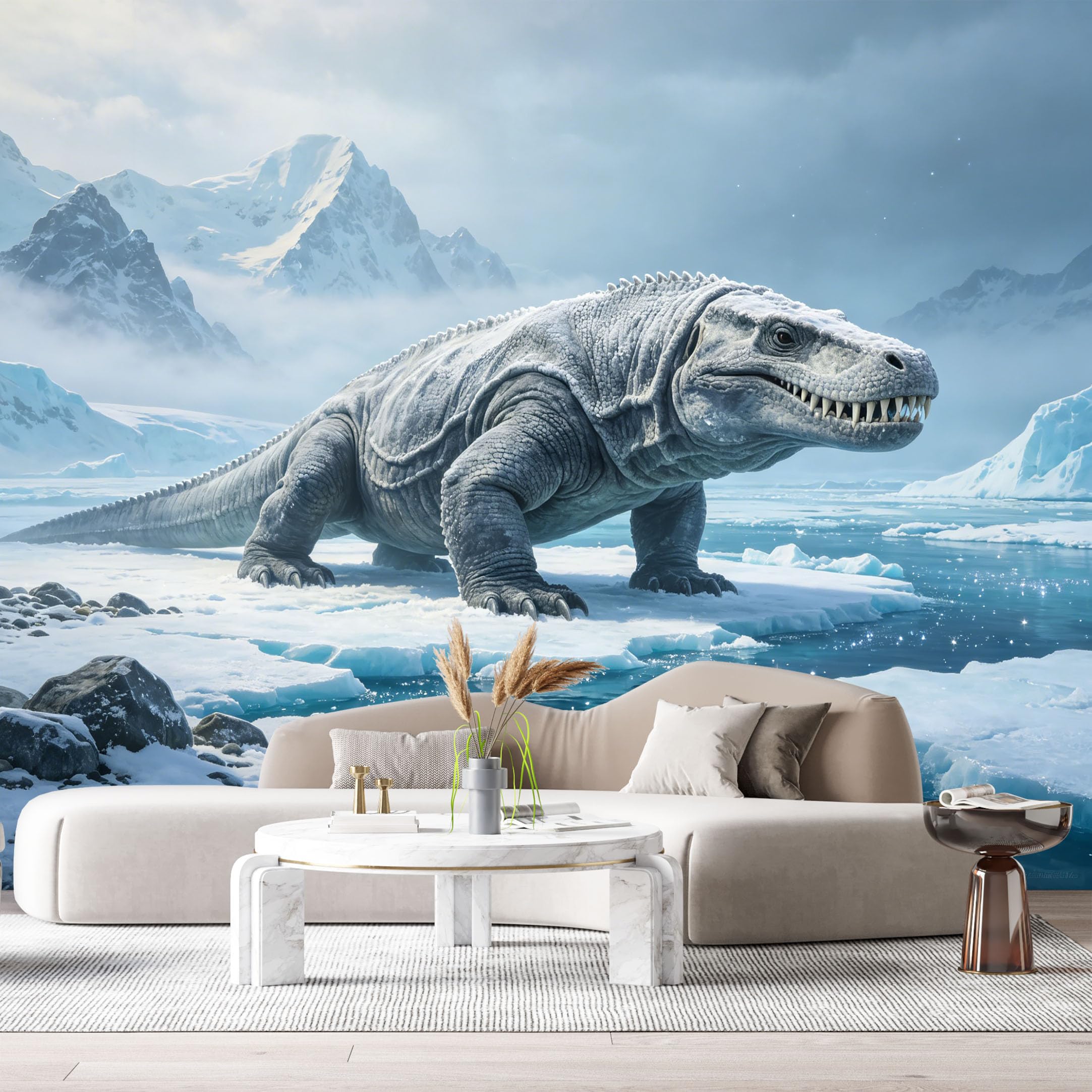 Custom Size Wall Mural Giant Reptile Arctic 3D Realistic Frozen Landscape SelfAdhesive Art Prints Removable Large Wallpaper Esports Room Game Room Tenant Room Studio