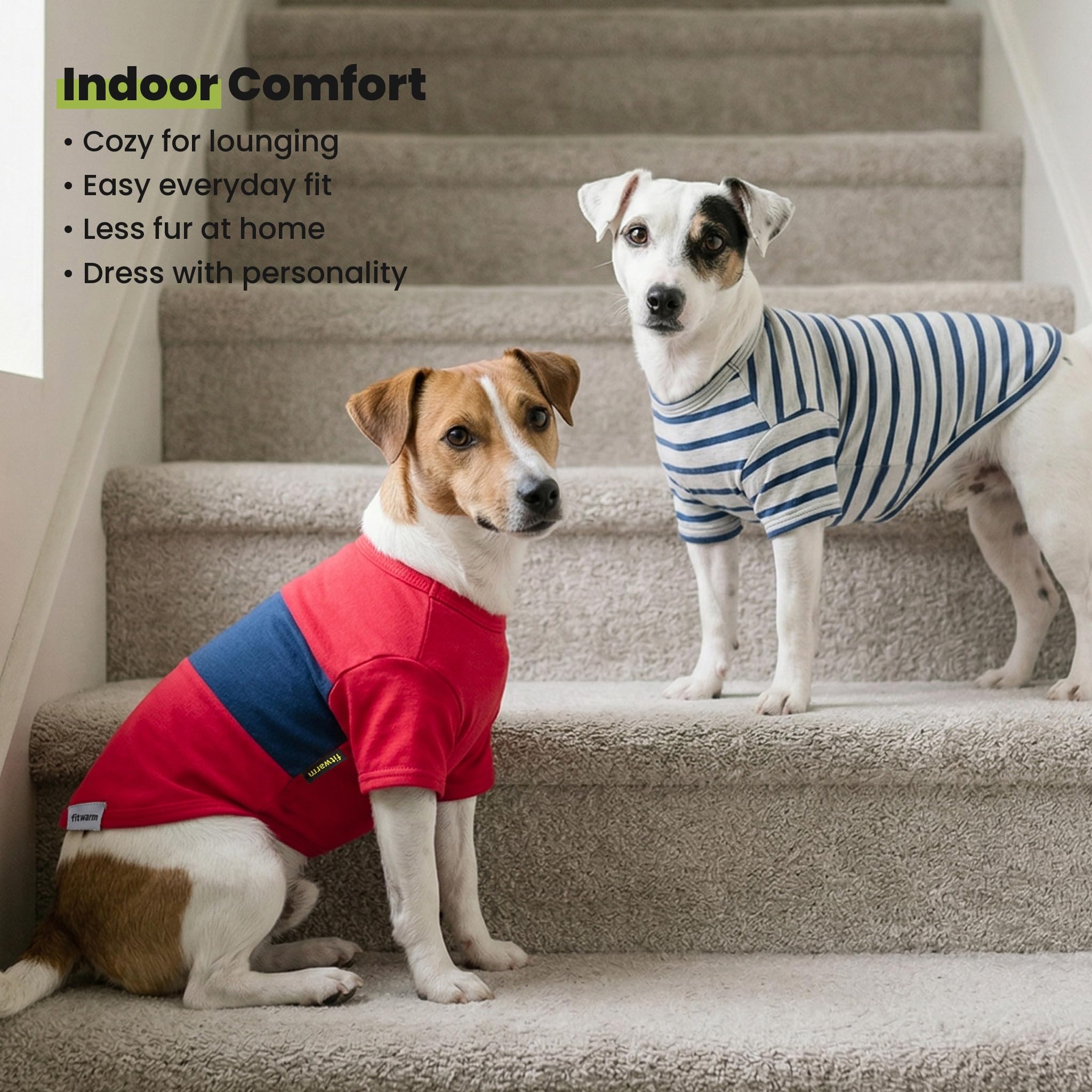 Fitwarm Paquete de 3 camisas de perro a rayas con bloques de color, ropa de verano para perros pequeños, camiseta transpirable y ligera para mascotas con mangas, traje de gato, rojo, azul, gris, XXL