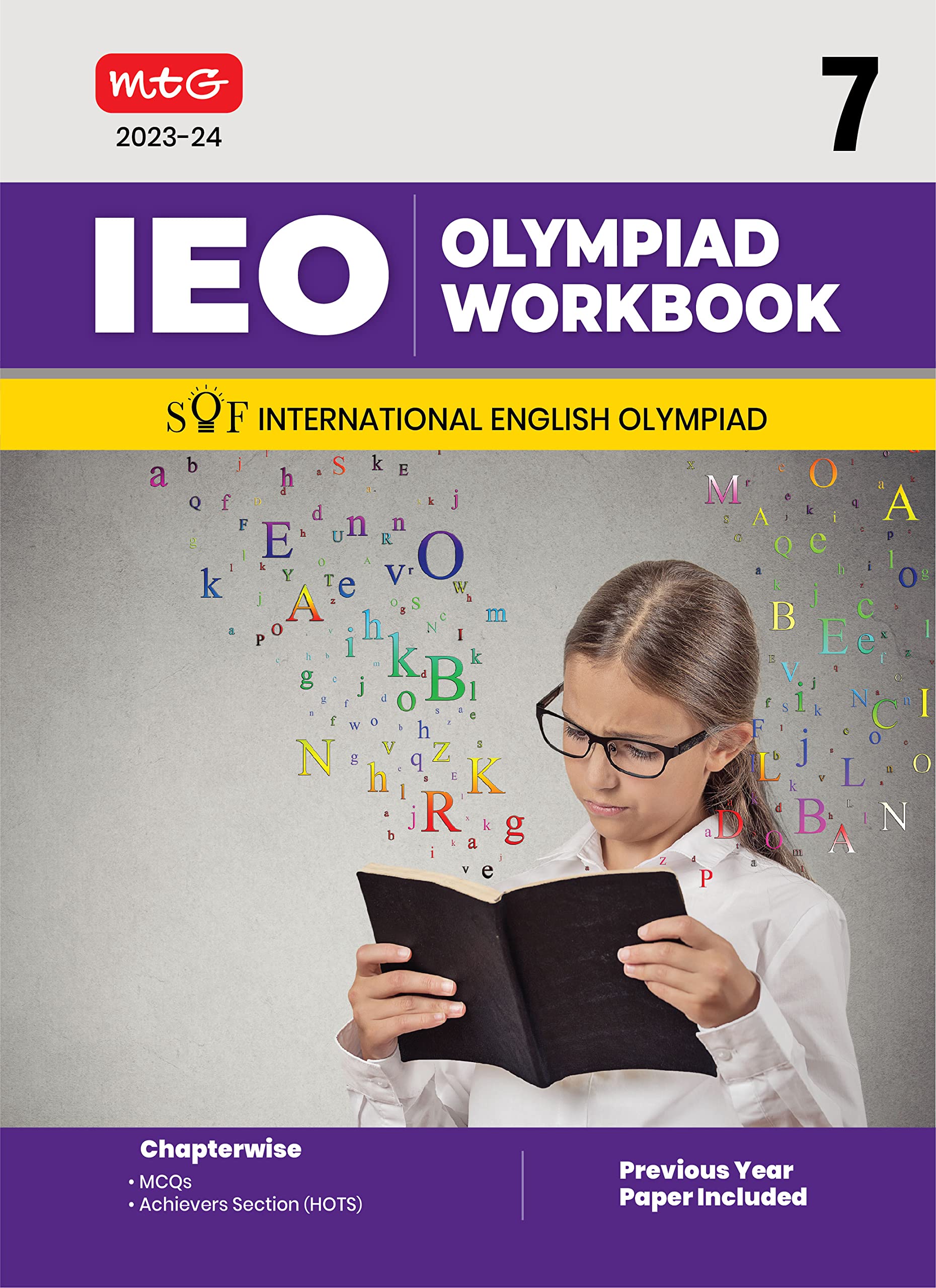 OUROZO MTG International English Olympiad (IEO) Workbook for Class 7 - MCQs, Previous Years Solved Paper and Achievers Section - SOF Olympiad Preparation Books For 2023-2024 Exam