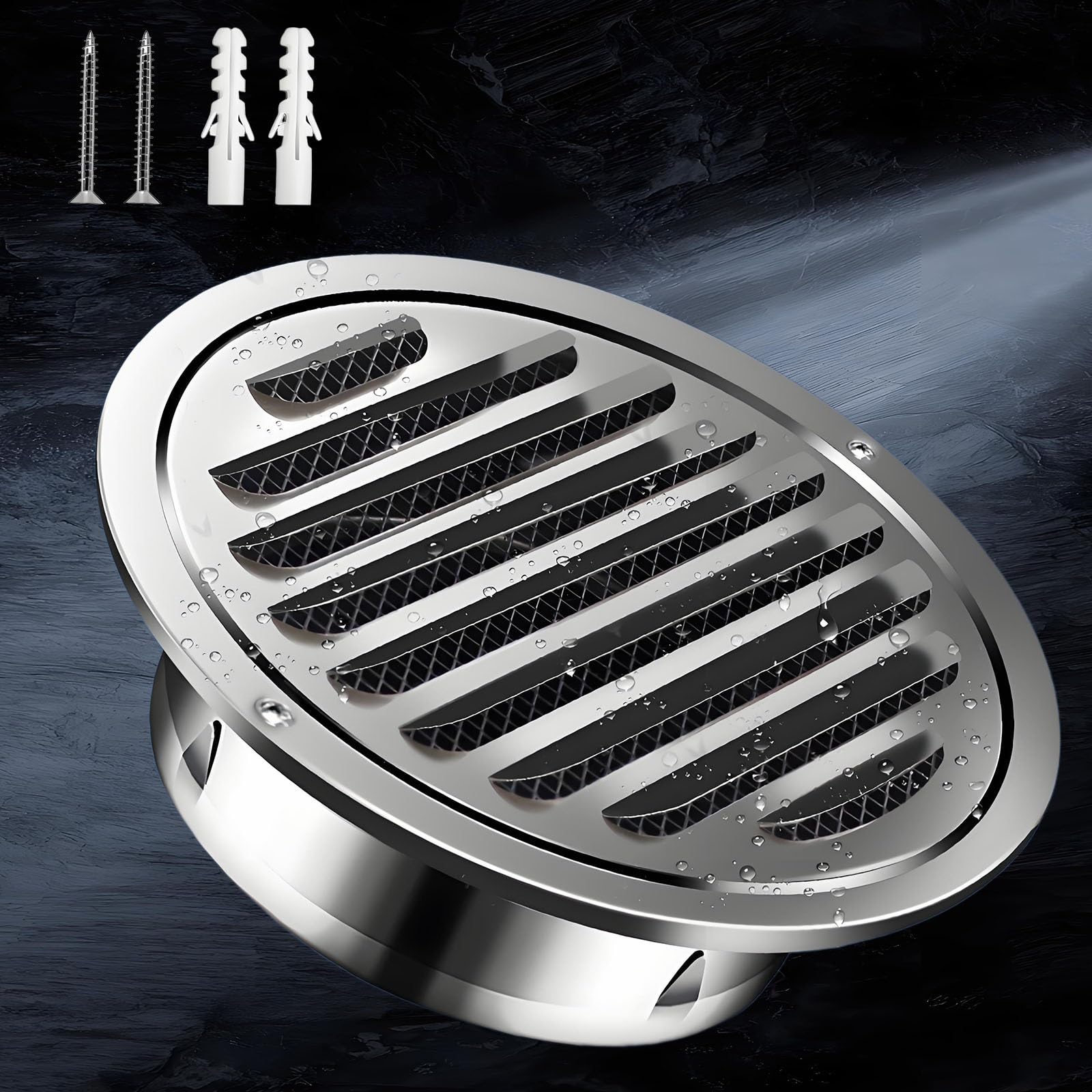 AMZBNEIDI Extractor Vent Cover Grille, Round Air Vent 50-200mm Stainless Steel Loered Grille Mesh Silver(150mm/5.9in)