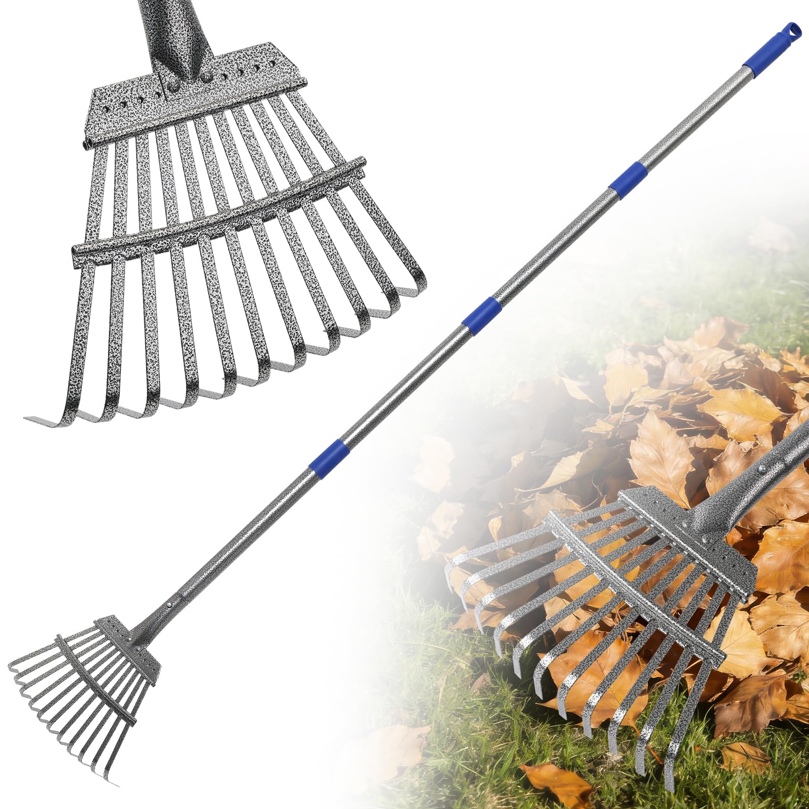 gixmuoiy 72-Inch Heavy-Duty Metal Rake