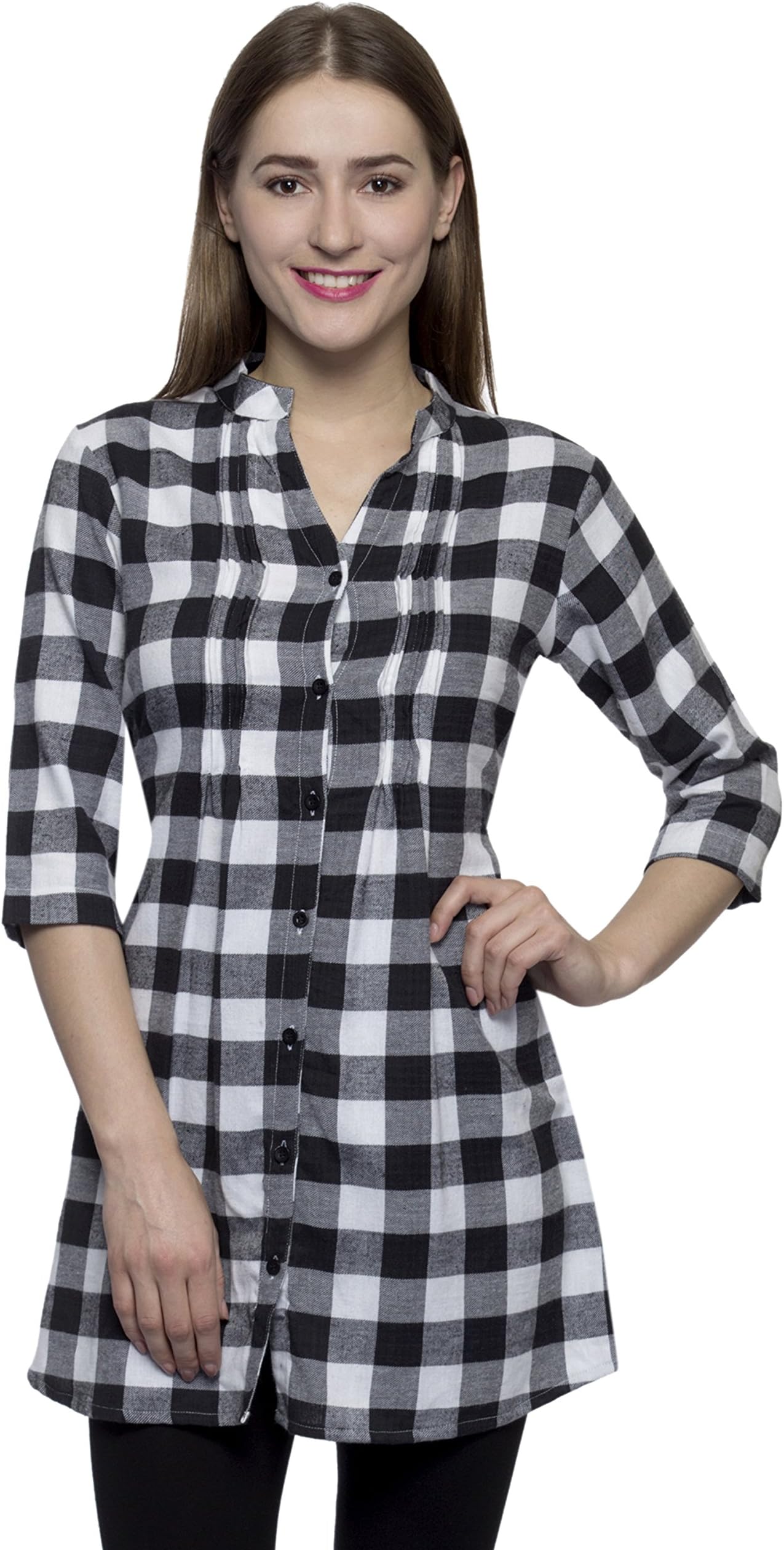 One femmeWomen's Plaid Check Print Tunic