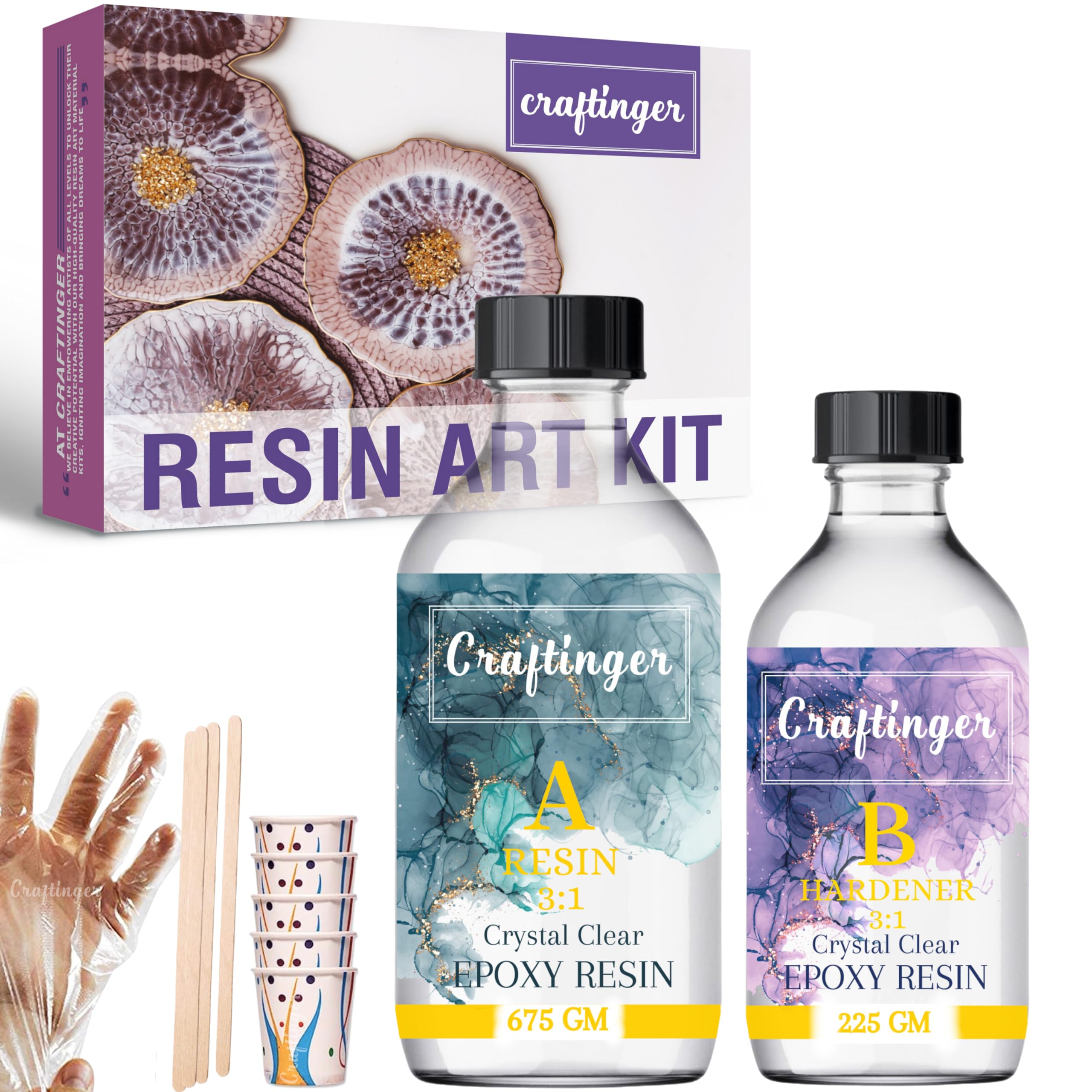 Craftinger Cryastal Clear All in One Epoxy Resin 3:1 Mixing Ratio for Resin Art (900 Gm) (B0D2BJGVW8) Amazon Price History, Amazon Price Tracker