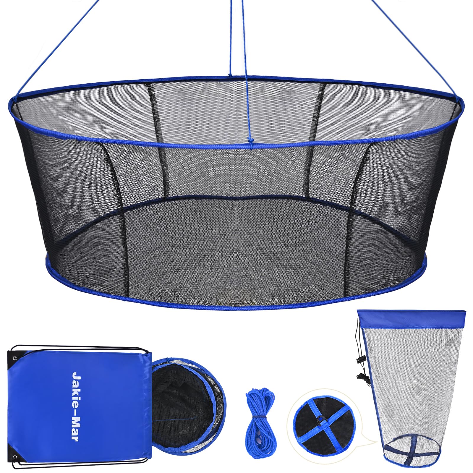 Foldable Fishing Net, Landing Fishing Pier Nets, Drop Net for Pulling Up Fish with Rope, Portable Bridge Fishing Net for Minnows, Crawfish, Shrimp