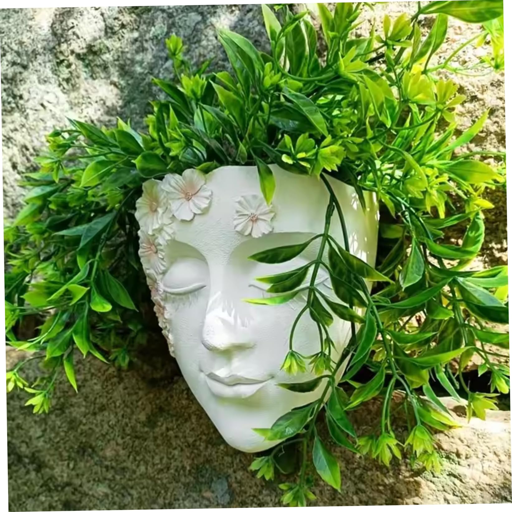 Wall Planter for Indoor Plants Face Vase, Unique Female Form Vase, Modern Sculpture Human Face Shaped Wall Resin Head Flowerpot Figurine for Plant Lovers