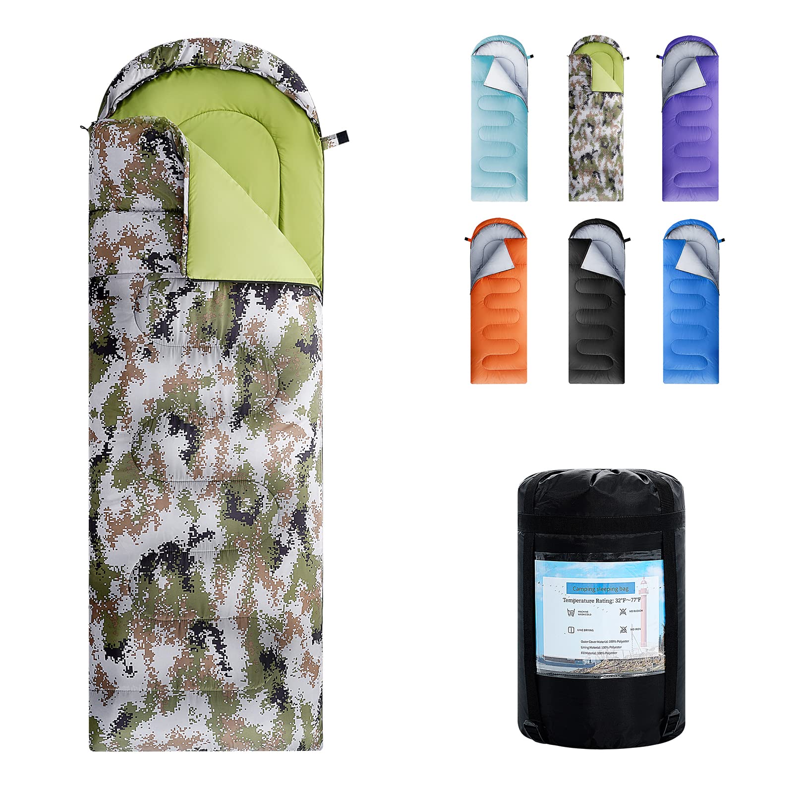 Sleeping Bags for Adults,Kids & Girls-Warm & Cold Weather Lightweight Waterproof Sleeping Bag Backpack with Compact Bag,Great for 3-4 Seasons Hiking,Camping and Outdoor