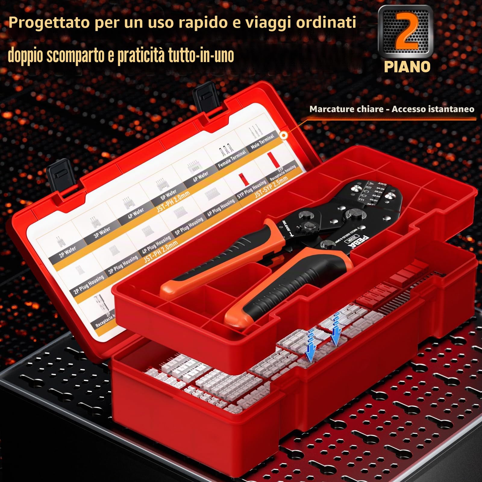 PEBA Kit Connettore JST PH 2.0, con 21 stili Connettori JST-PH e Connettore JST-SYP, Crimpatrice Capicorda 0,03-0,5 mm², Pinza Crimpatrice per PH, Dupont2.54mm,JST-XH/SM/SYP, Molex, Connettori IC