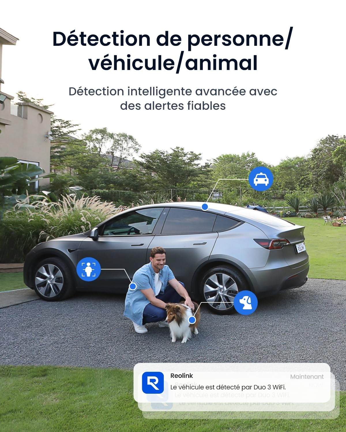 Reolink 16MP Caméra Surveillance WiFi, Panorama à 180°, Wi-Fi 6 Bi-Bande 2,4/5 GHz, Trajectoire Intégrée, Vision Nocturne Couleur, Détection Intelligente, Enregistrement 24/7, Etanche IP67, Duo 3 WiFi