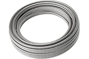 LuckIn 50ft 1/4 Inch Wire Rope, Aircraft Quality Stainless Steel Cable
