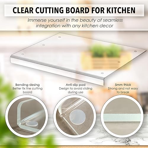 Miniatura 2 de Tablas de cortar de acrílico para encimera de cocina con labio antideslizante 24/ancho x 18/largo AN1