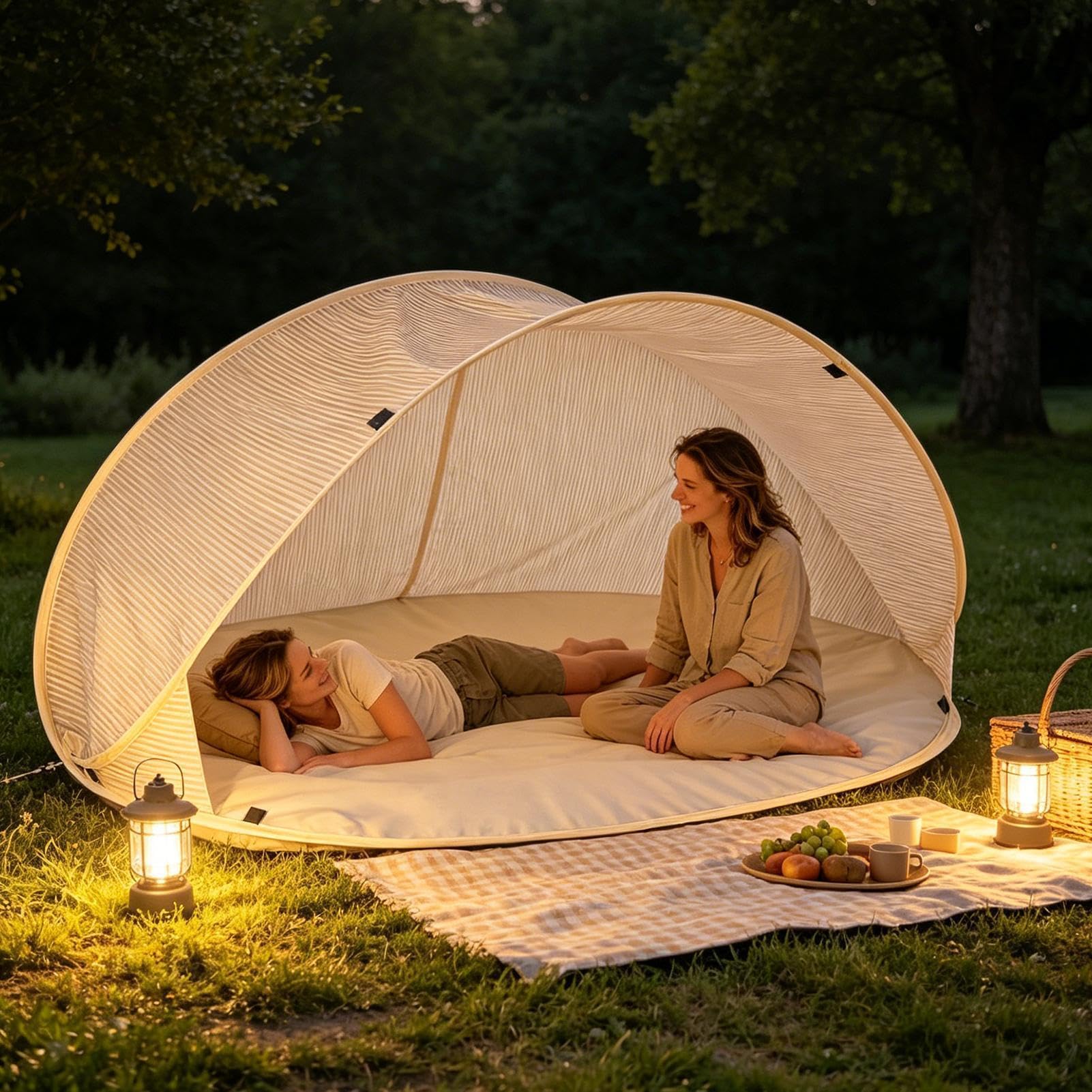 Tente de Plage avec Abri Solaire Abri Pare- | Tente canopy instantanée pour la Randonnée, le Camping, le Pique-nique, la Fête en Plein Air, l'Arrière-cour, la Terrasse,