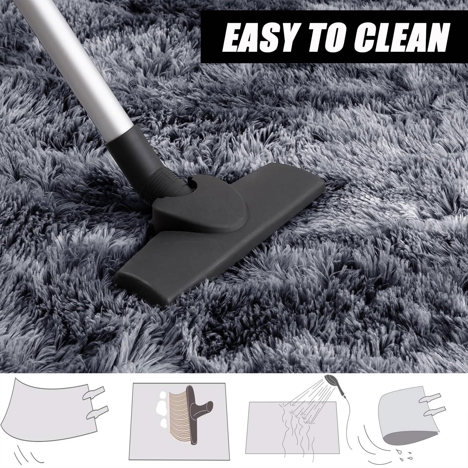 GUOJUN Wohnzimmer Teppich 120 x 120 cm Anti-Rutsch Rückseite Modern Waschbar Großer Moderner Teppich Pflegeleicht, Minimalistisch Fußbodenheizung Geeignet, Dunkelgrau