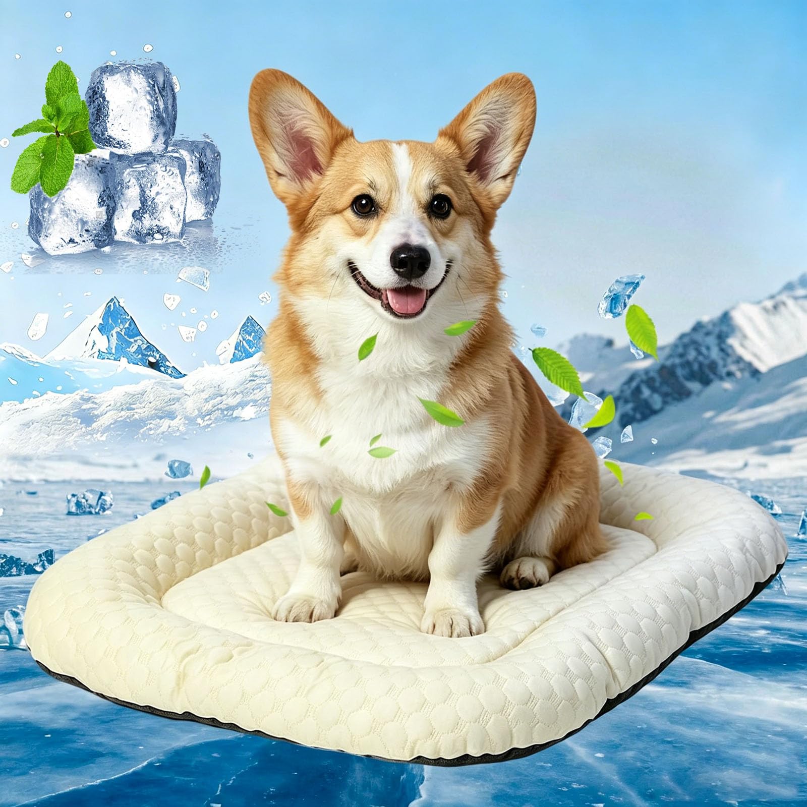 Qosigote Cooling Gel Mat For Pets, Cat Cooling Mat-Summer Heat Relief Pad Breathable Cool Pad For Cats Dogs, Perfect For Floors, Sofas, Crates, And Car Trips (Jaune,L 50 * 65)