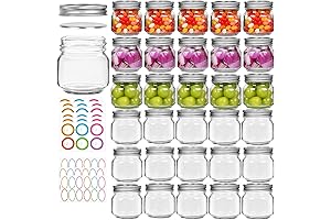 30-Count Half Pint Mason Jars for Canning with Lids and Bands