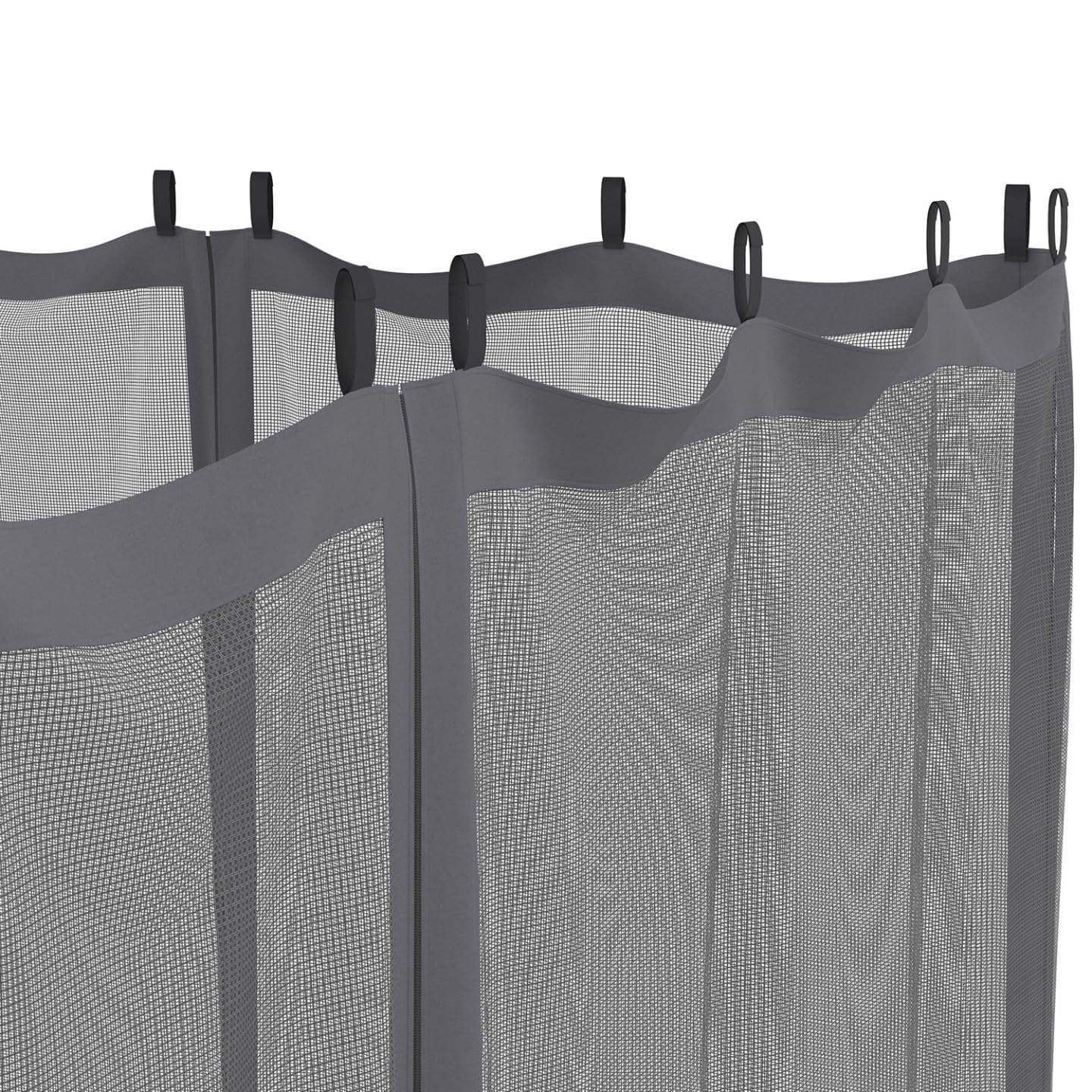 IDMarket - Set di 4 zanzariere 3x4 Grigie con Cerniera per pergola + Ganci