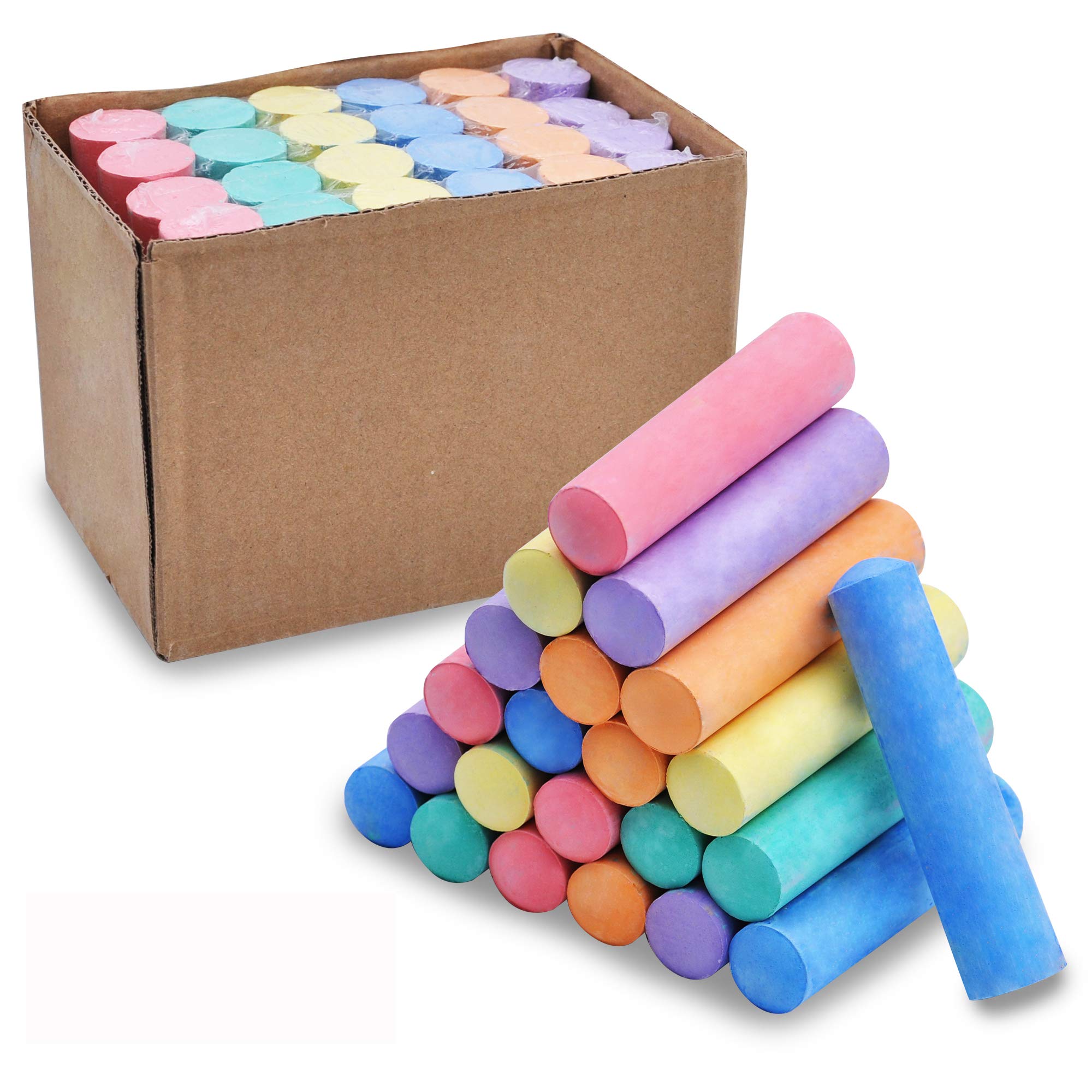 JOYIN 24 PCS Washable Sidewalk Chalks Set Non-Toxic Jumbo Chalk for Schools, Outdoor Art Play, Paint on Chalkboard, Blackboard and Playground (6 Colors))