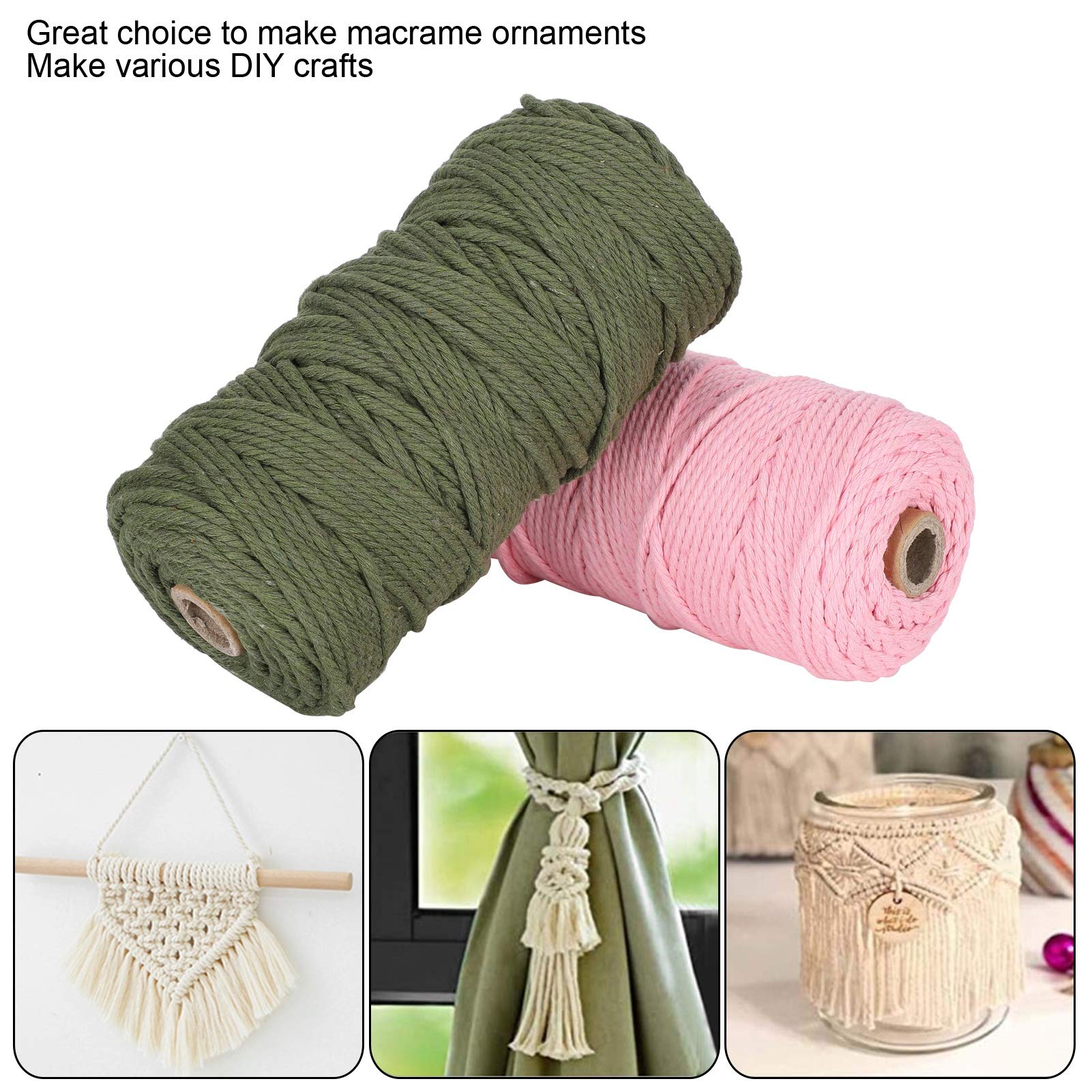 Naturalna bawełniana lina makrama sznurek dziewiarska pojedyncza nić przędzy rękodzieło DIY 3mm 100 metrów