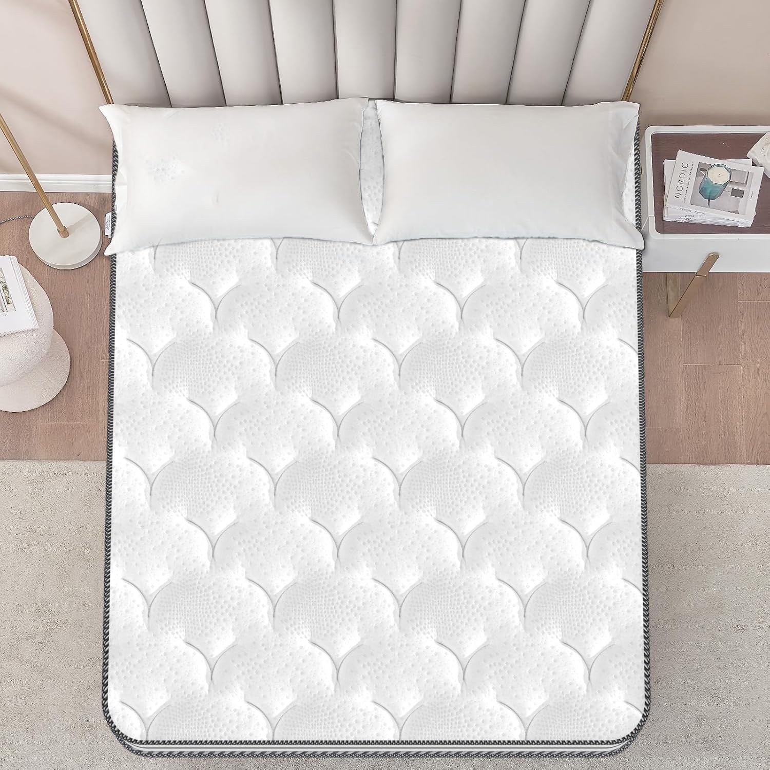 Matelas 90 x 200 cm Épaisseur 23 cm, Matelas Enfant avec Mousse à Mémoire de Forme, Ressorts Ensachés, Fermeté Moyenne H3, Soutien Parfait, 7 Zones, Haute Densité, Respirant, Confortable et Durable