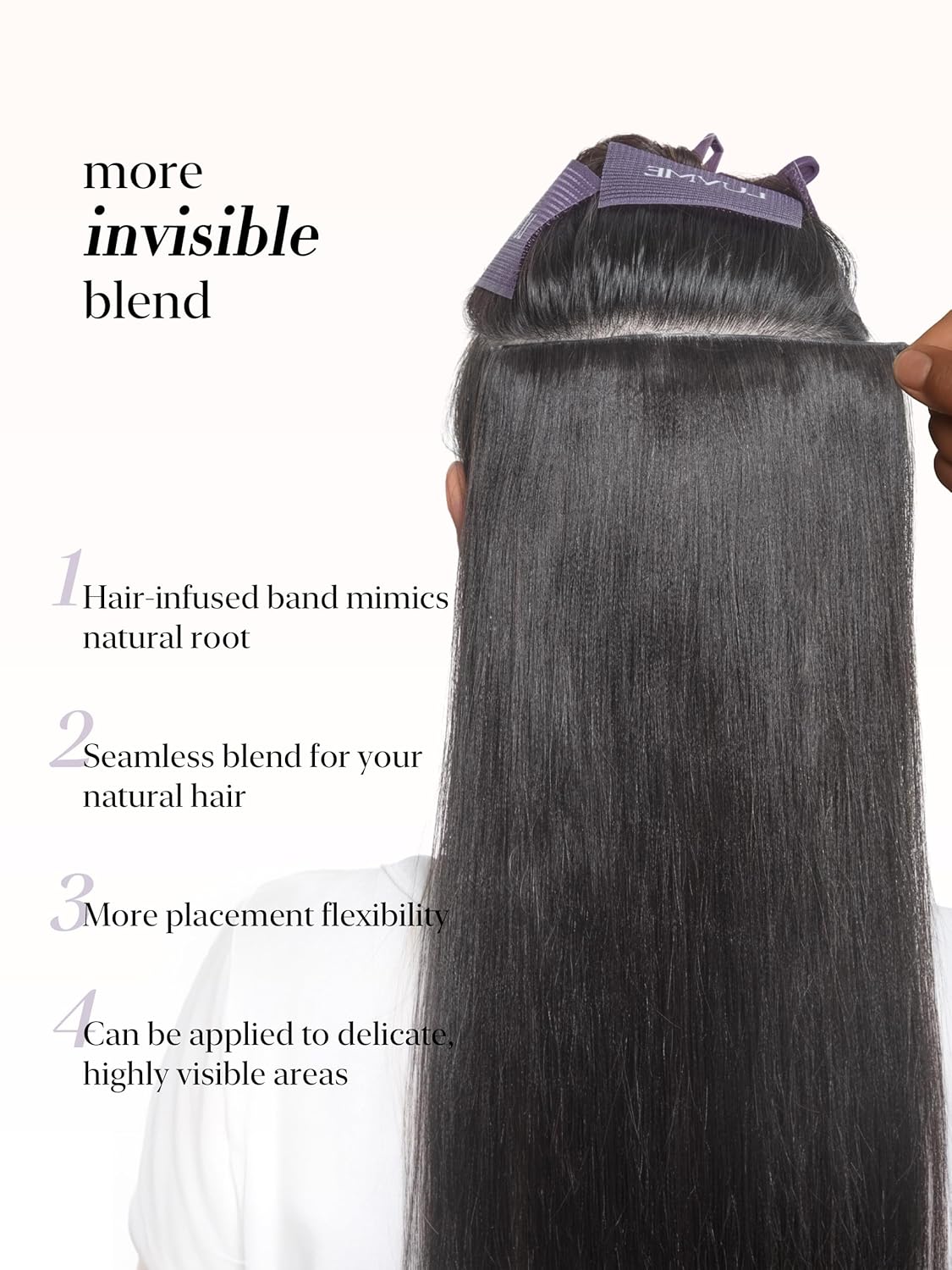 LUVME 0.59mm Zero Trace Invisible Clip in Hair Extensions, Yaki Straight 2 Pack 6 Pcs 100g 22 Inch, 100% Real Human Hair Clip Ins, Seamless Invisible Length for Office, Brunch & Nights Out - Image 9