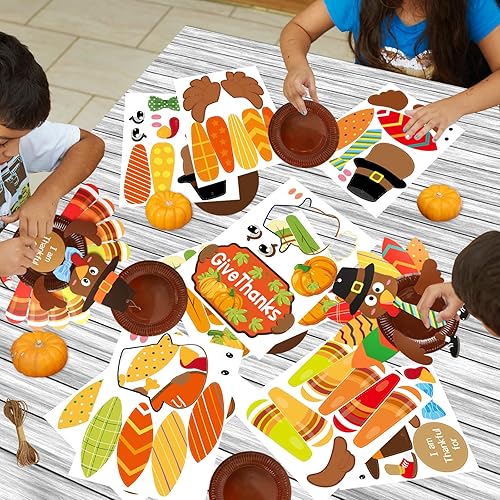 Miniatura 8 de FANCY LAND Thanksgiving Turkey Craft Kits Make A Turkey Crafts for Kids Door Hanging Ornament Party Favors Supplies 5 Set