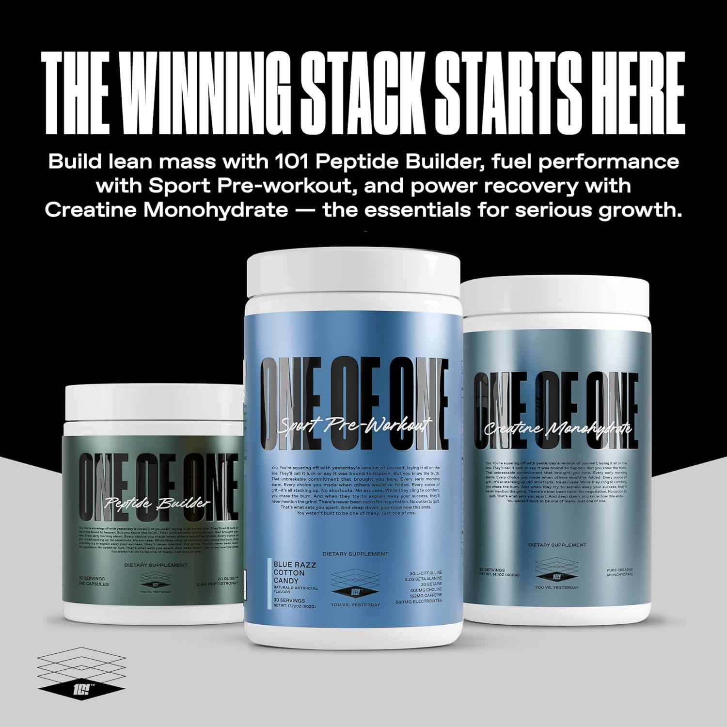 ONE of ONE Sport Pre-Workout – Clean Energy & Focus with NeuroRush™, Gluten Free, No Crash, Boosts Endurance & Strength – Blue Razz Cotton Candy, 30 Servings