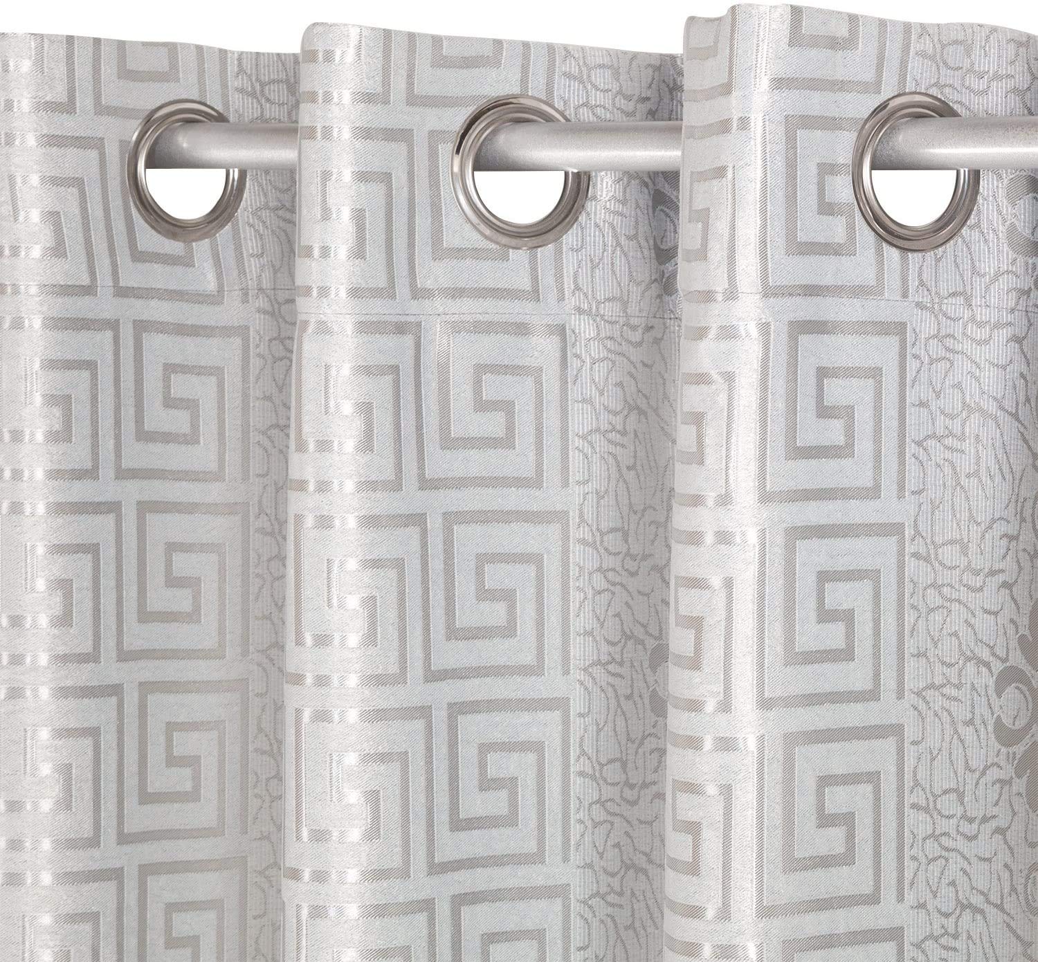 2 Cortinas Opacas de Ojetes con Estampado Gofrado Gris con Brillo, Elegantes y Modernas para Ventanas de Salón Dormitorio Oficina, 100% Poliéster 220g/m² Resistente.
