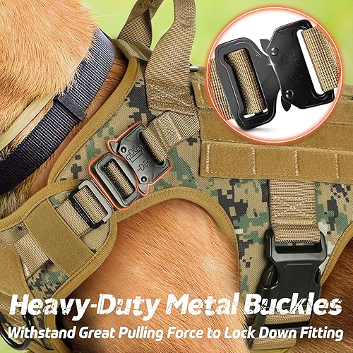 Miniatura 5 de rabbitgoo Arnés táctico para perros grandes, arnés resistente con asa, para perros de servicio sin tirones, para razas grandes, arnés de chaleco
