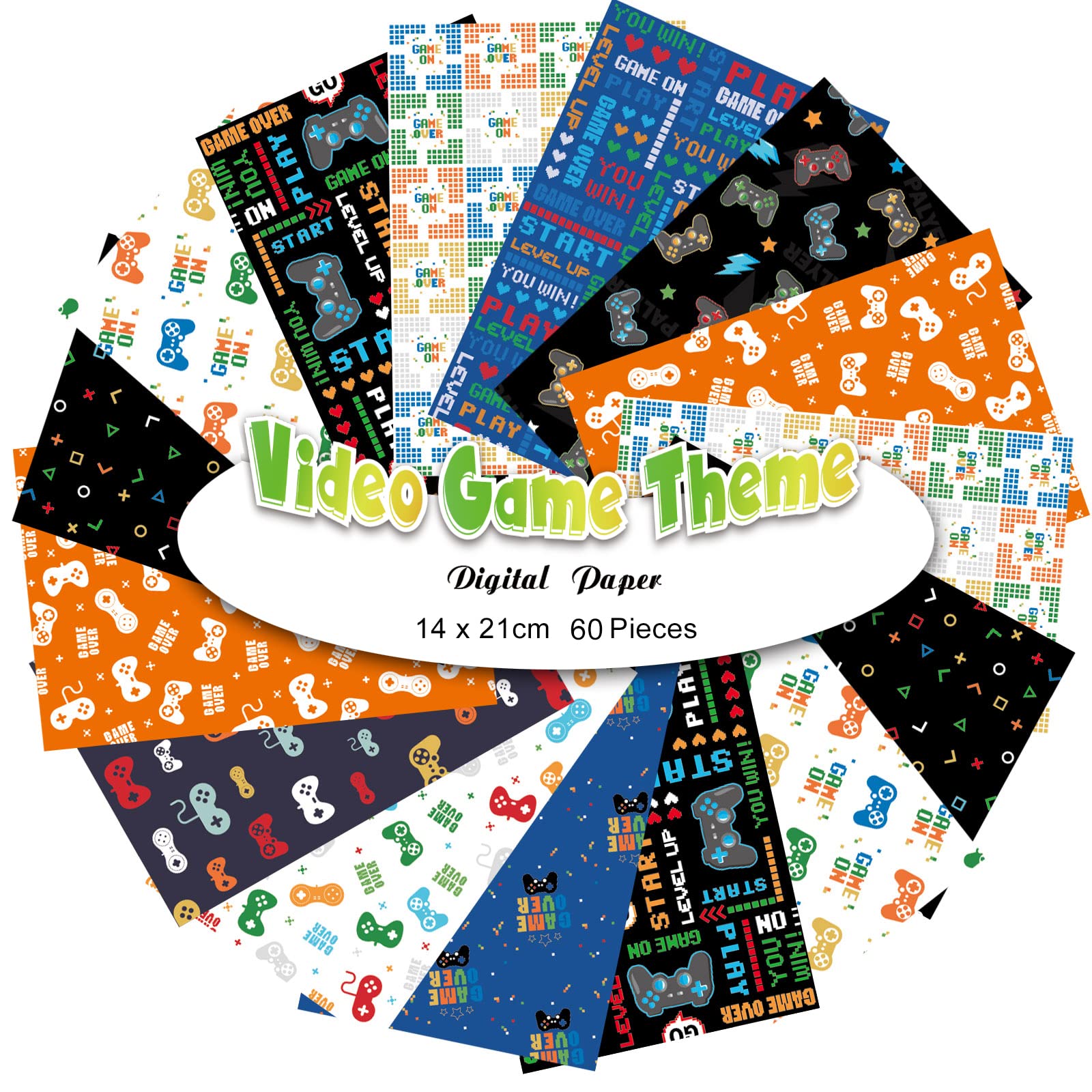 Photo 1 of TUPARKA 60 Sheet Video Game Pattern Paper Set Double-Sided Decorative Paper 5.5" x 8.3" Origami Paper for Card Making Die Cuts Scrapbook Gift Decor