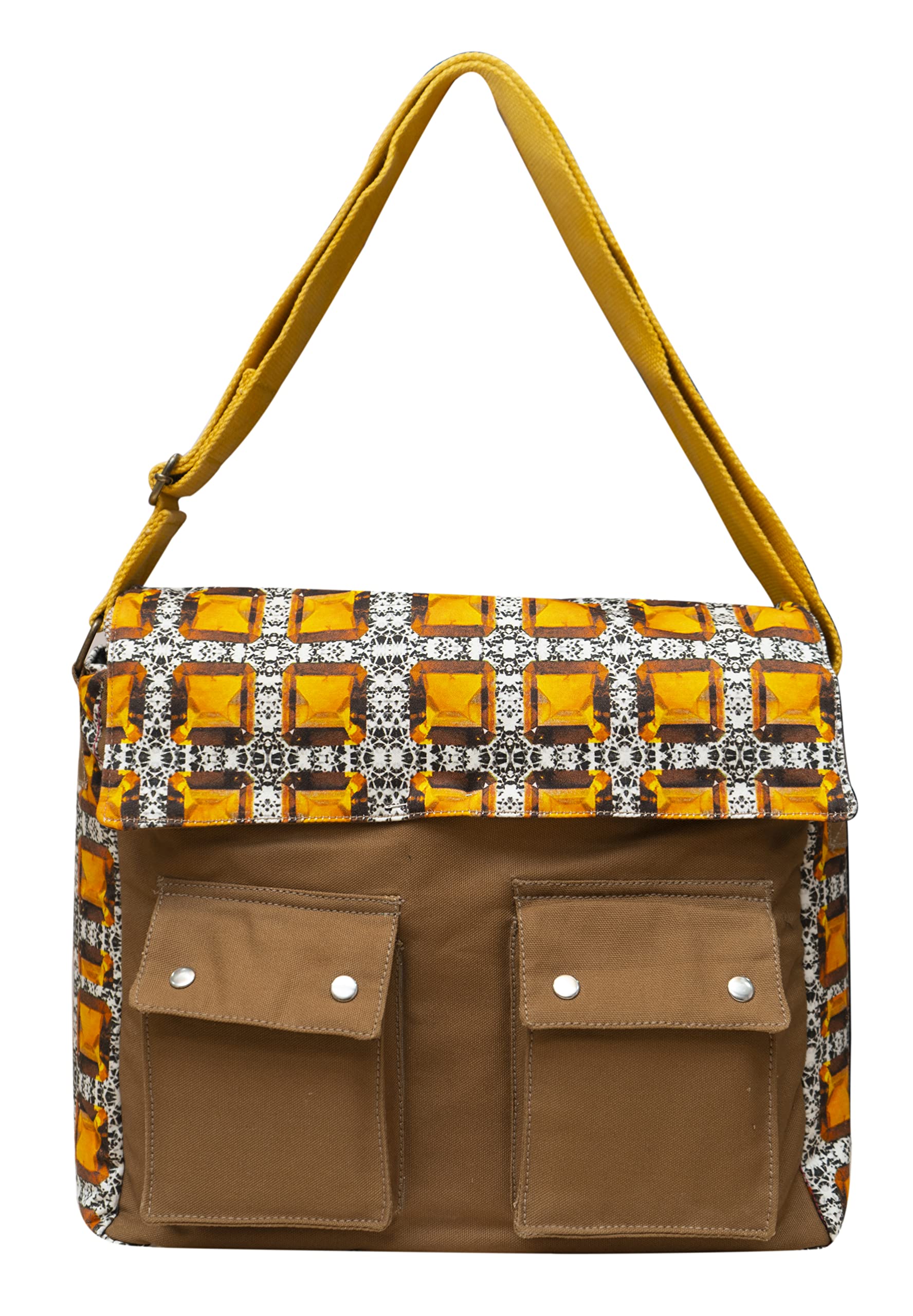 Baritone Green Canvas Laptop Compatible Printed Sling Messenger Bag for Women (Khakhi) (B0BFNVFVJ5) Amazon Price History, Amazon Price Tracker