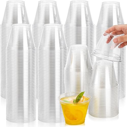 Goaste Paquete de 200 vasos de plástico transparente de 9 onzas, vasos de vino desechables, vasos transparentes para fiesta, vasos de agua de cóctel