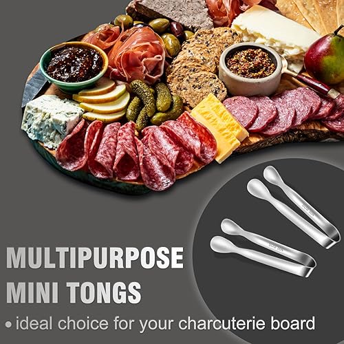 Miniatura 5 de Mini pinzas para servir comida, juego de 8 pinzas pequeñas para aperitivos, pequeñas pinzas de cocina de metal de acero inoxidable, para barra de