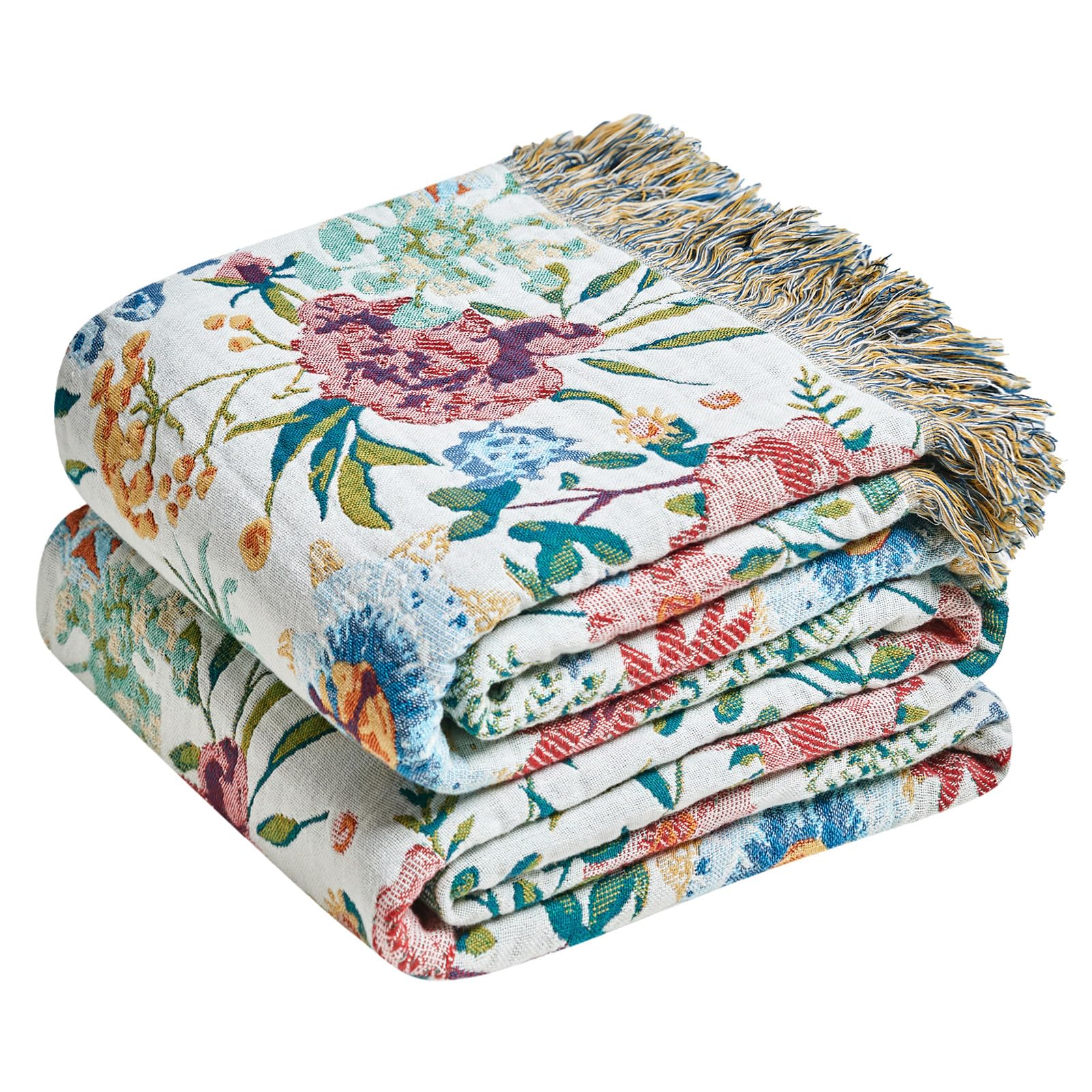 LUTBM Boho Throw Blanket for Couch 50"x60", Cotton Decorative Bed Throw