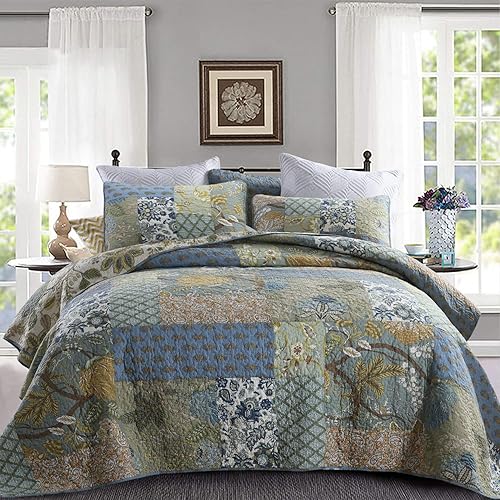 Miniatura 9 de Yvooxny Juego de edredón King reversible ligero bohemio de cachemira de algodón acolchado juego de ropa de cama de 3 piezas con fundas para todas