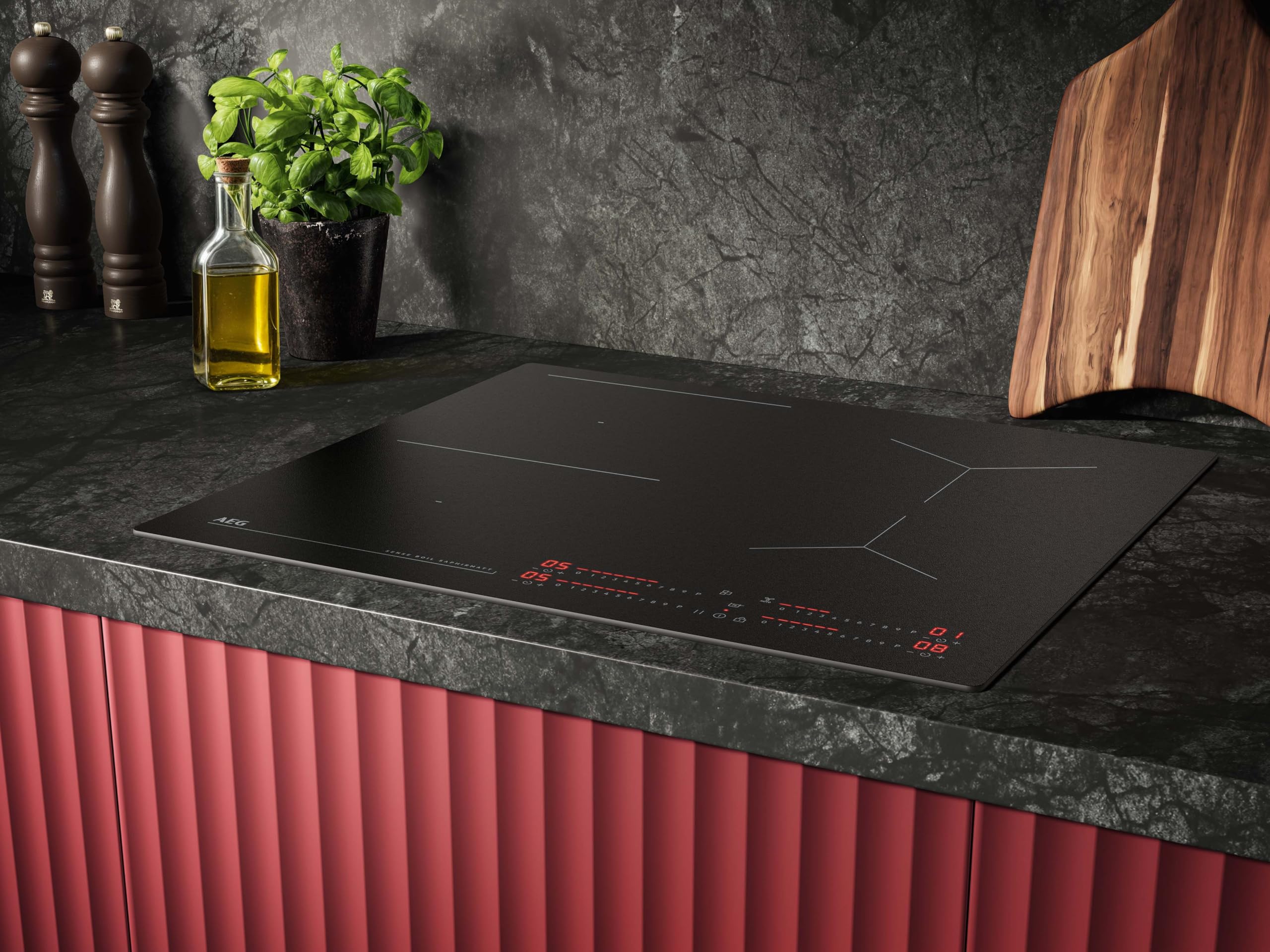 AEG Induktionskochfeld 60cm, Made in Germany, 4 Flex-Kochzonen mit Kratzresistenter SaphirMatt-Oberfläche, SenseBoil verhindert Überkochen, Bridge-Kombination 2er Zonen, Hob²Hood, TI64IB1FIZ - 3