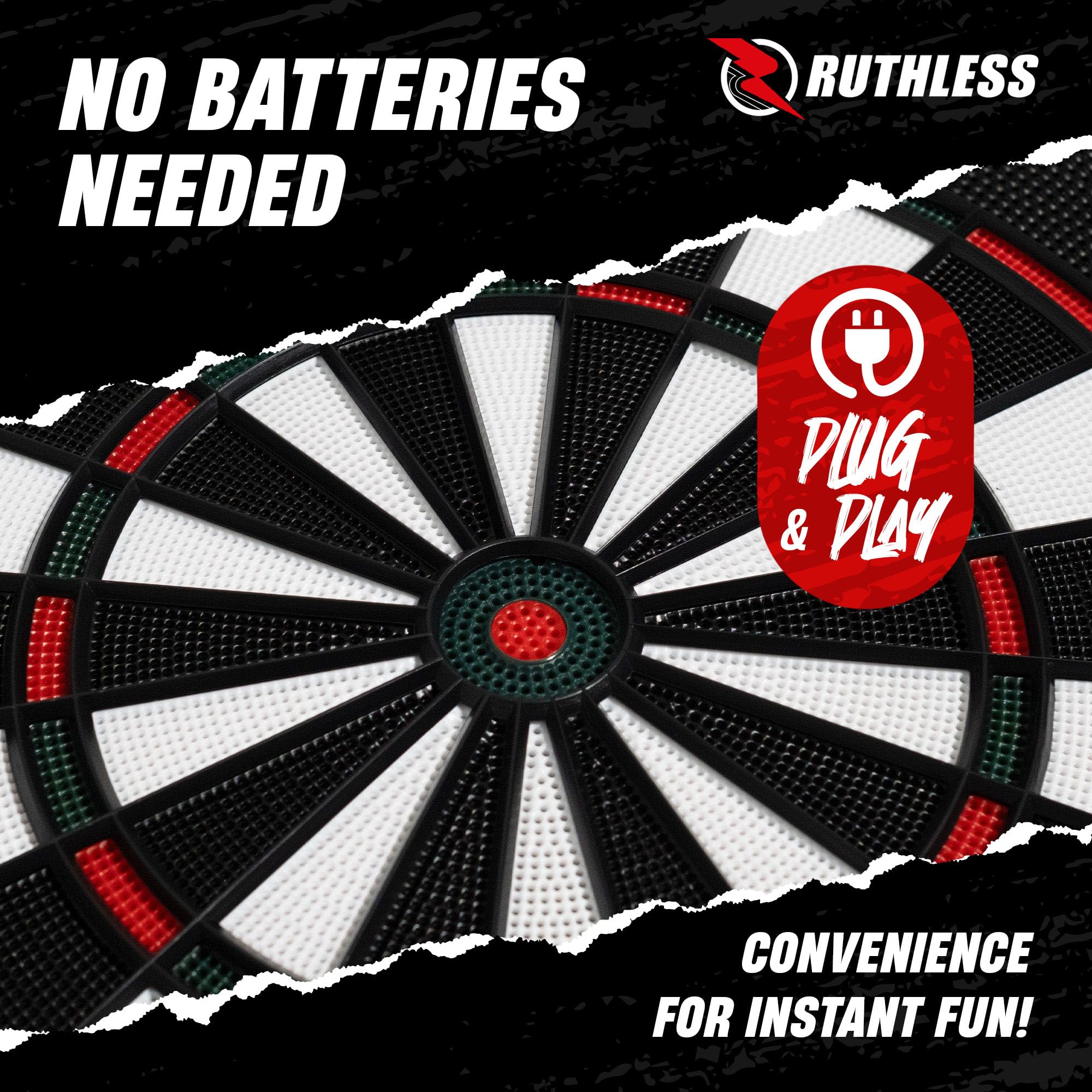 Ruthless - Ruthless R500 Tableau de fléchettes électronique dans le meuble – pointe souple – 4 sets de fléchettes inclus – 8 joueurs – 27 jeux