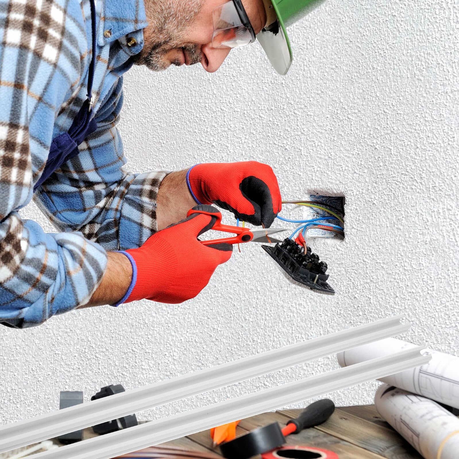 3 Juegos Oculta para Cables de Pared Tira Organizador de Cable Durable y Resistente al Fuego para Gestión y Organización de Hogar y Oficina Fácil Instalación Color
